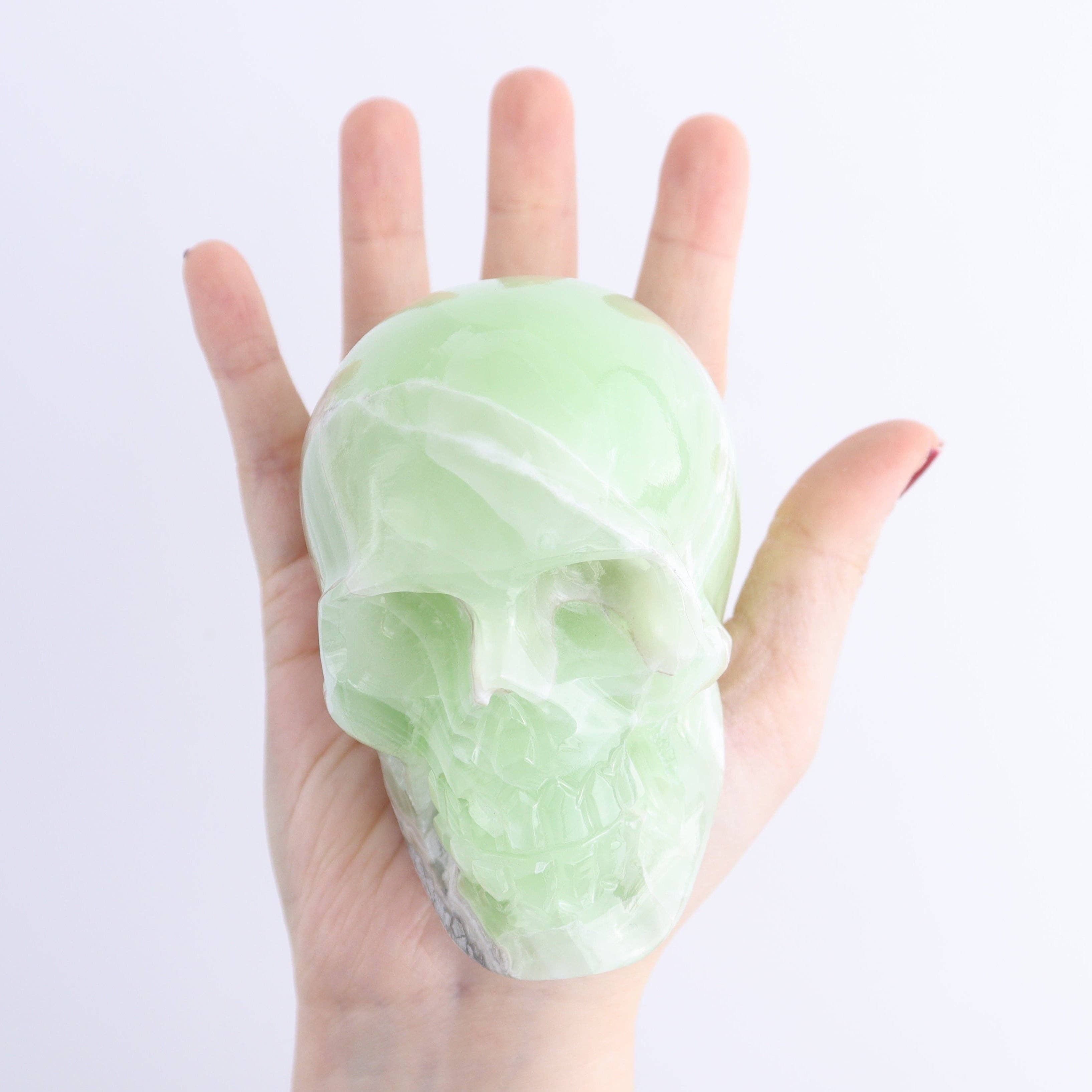 One Mexican Green Onyx/Calcite Skull