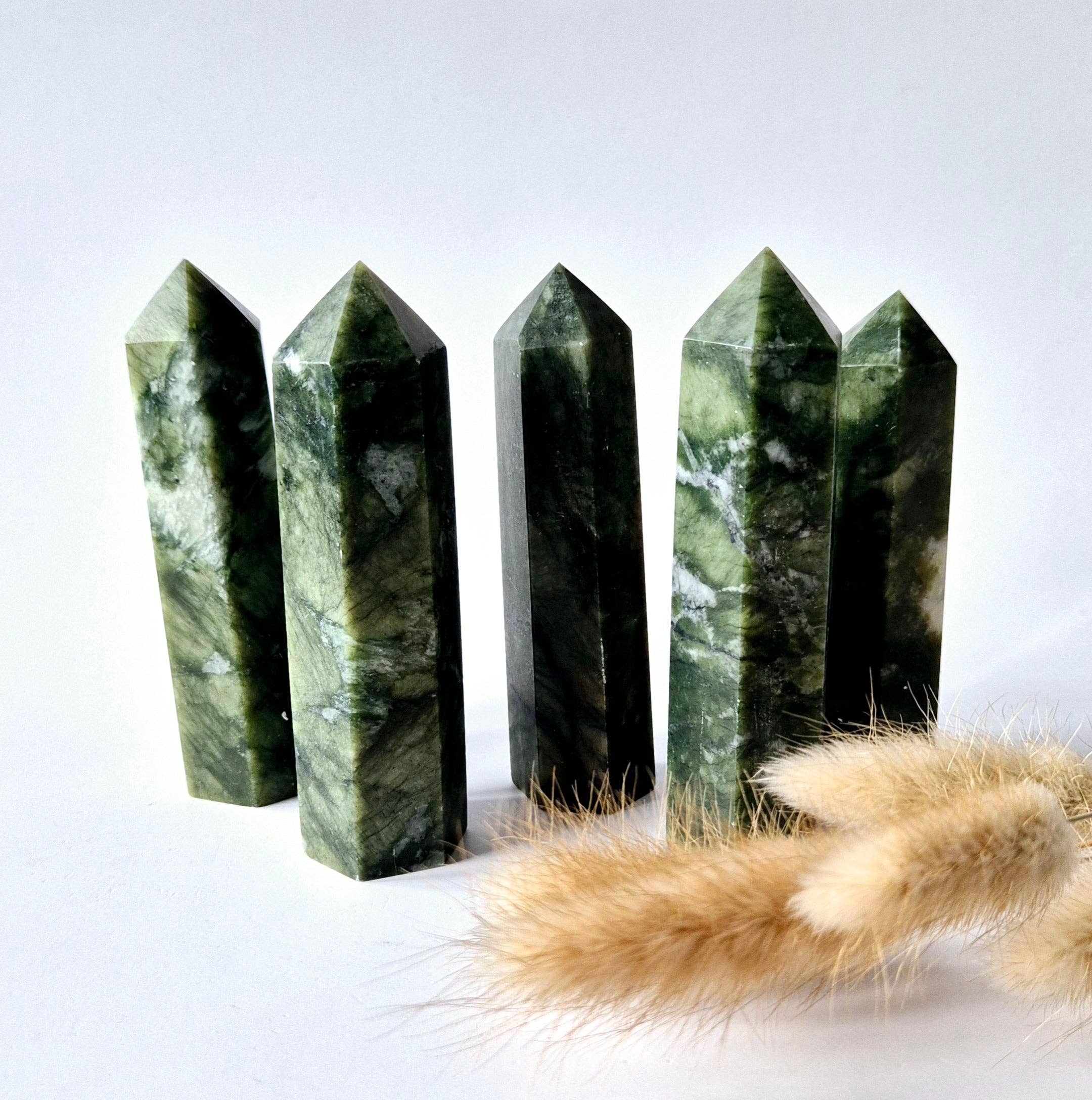 Gemstone Green Jade Obelisk Tower (9-10 cm | 2 cm thick) – Luck, Harmony & Protection