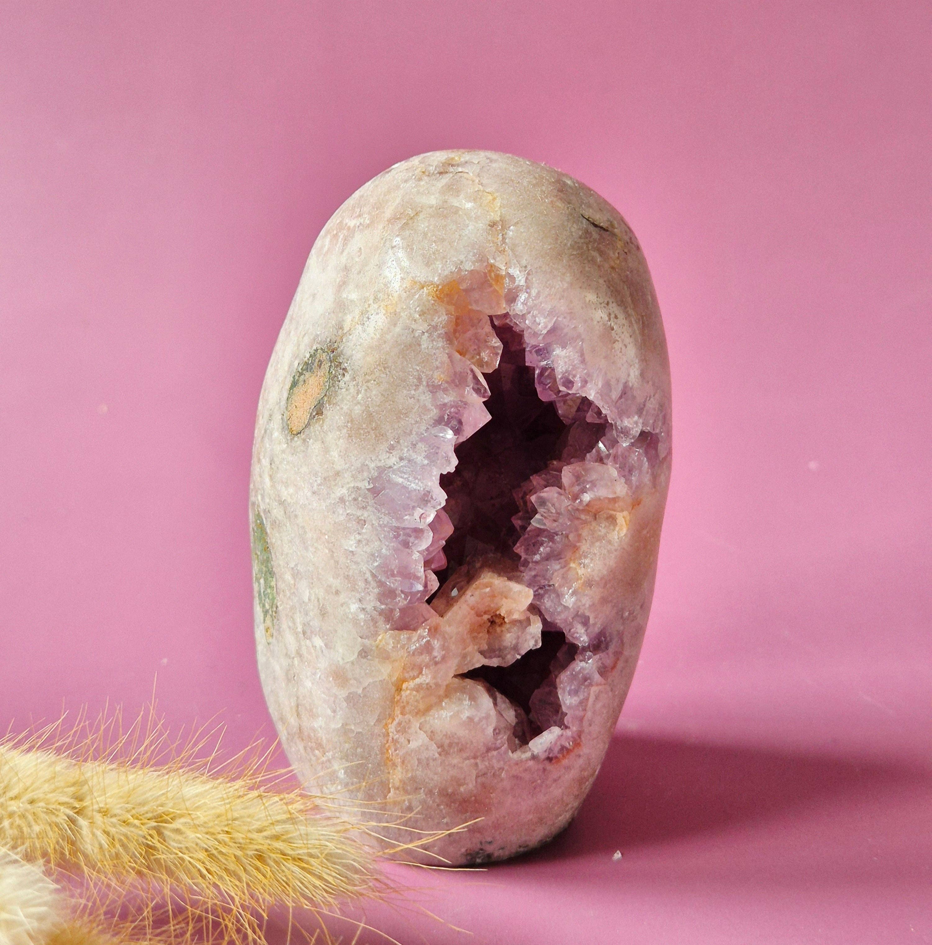 XL Gemstone Druzy Pink Amethyst Geode Freeform of 400 grams Statement Piece