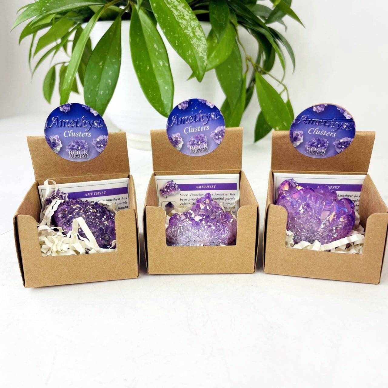 Amethyst Aura Crystal Geodes Box - Spiritual Stone Display