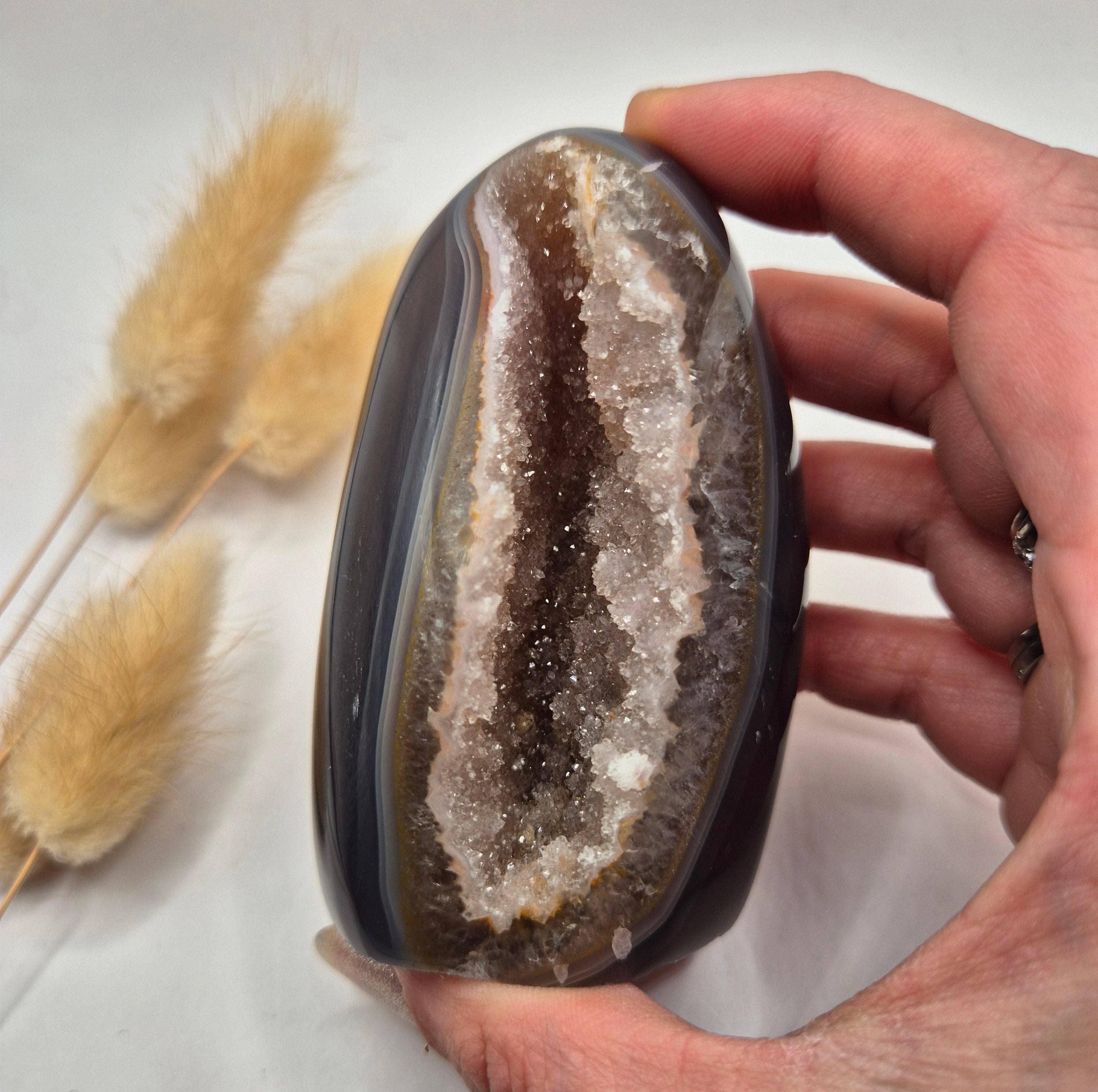 Druzy Gray Agate Freeform / Standing Gemstone Crystal - #28 253g