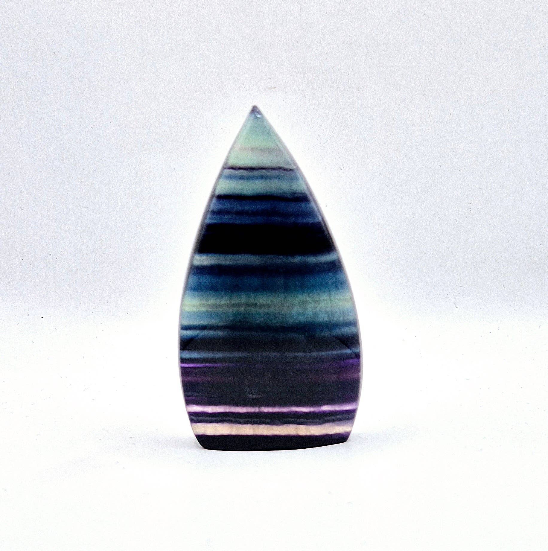 Colorful Rainbow Candy Fluorite - Teardrop Shaped Standing Gemstone Crystal Flame: N. Candy Fluorite Flame 213 grams