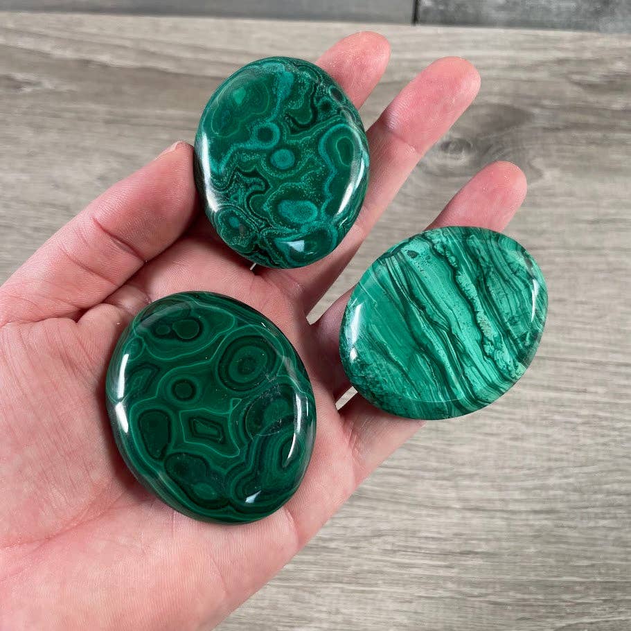 Malachite Worry Stones – Polished Thumb Stones for Crystal Shops