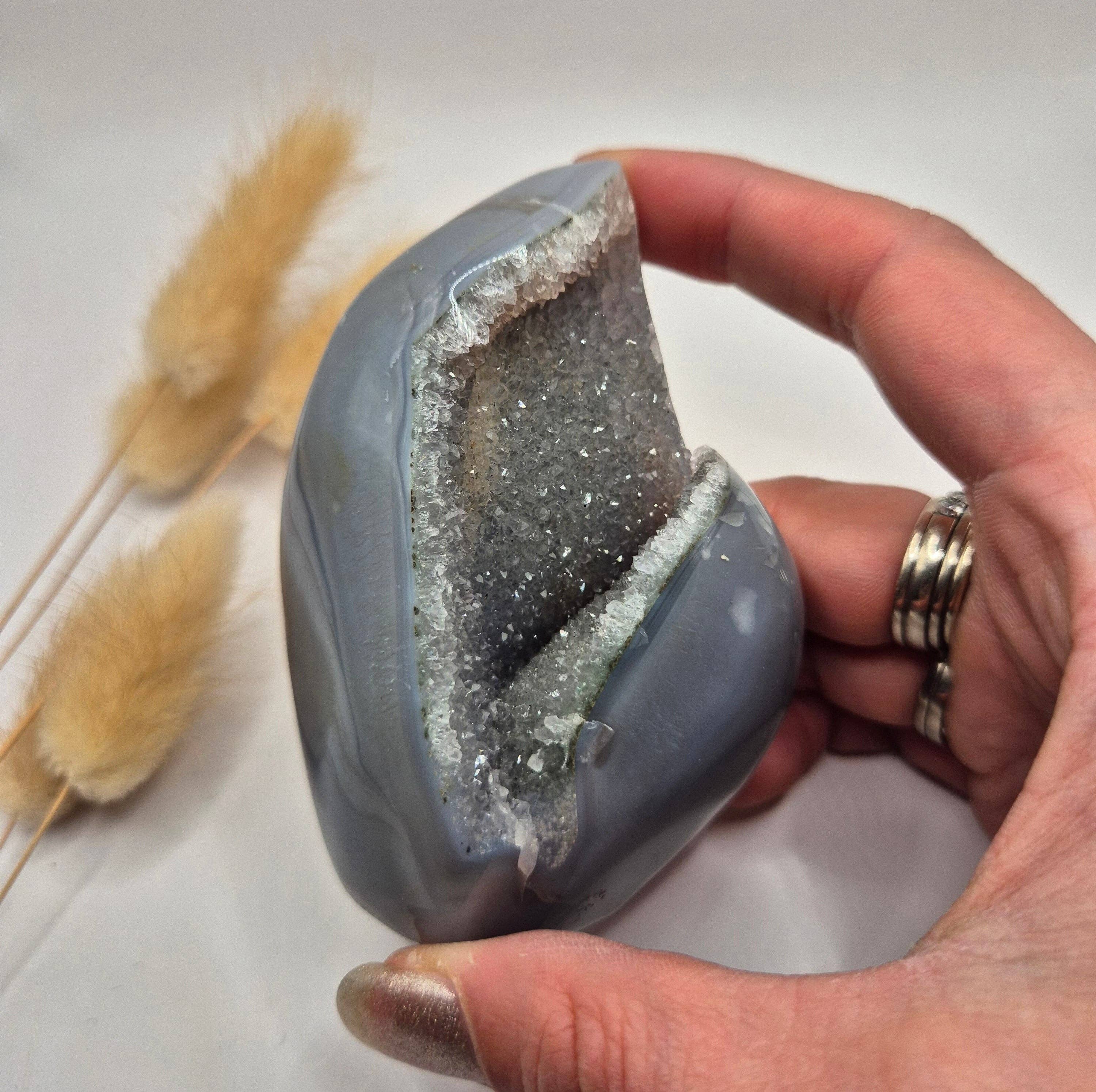 Druzy Gray Agate Freeform / Standing Gemstone Crystal - 200g