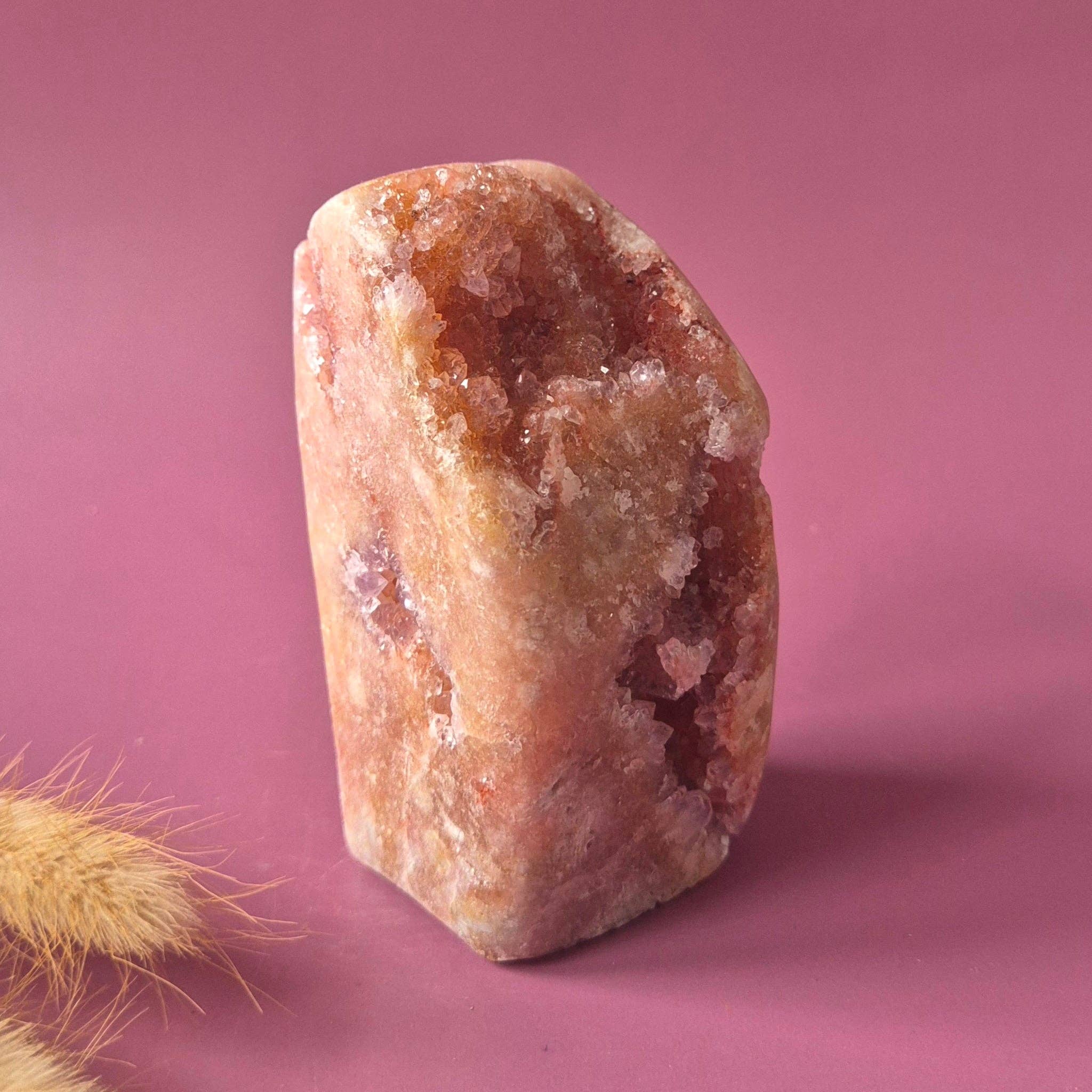 XL Gemstone Druzy Pink Amethyst Geode Freeform, 380g Statement Piece