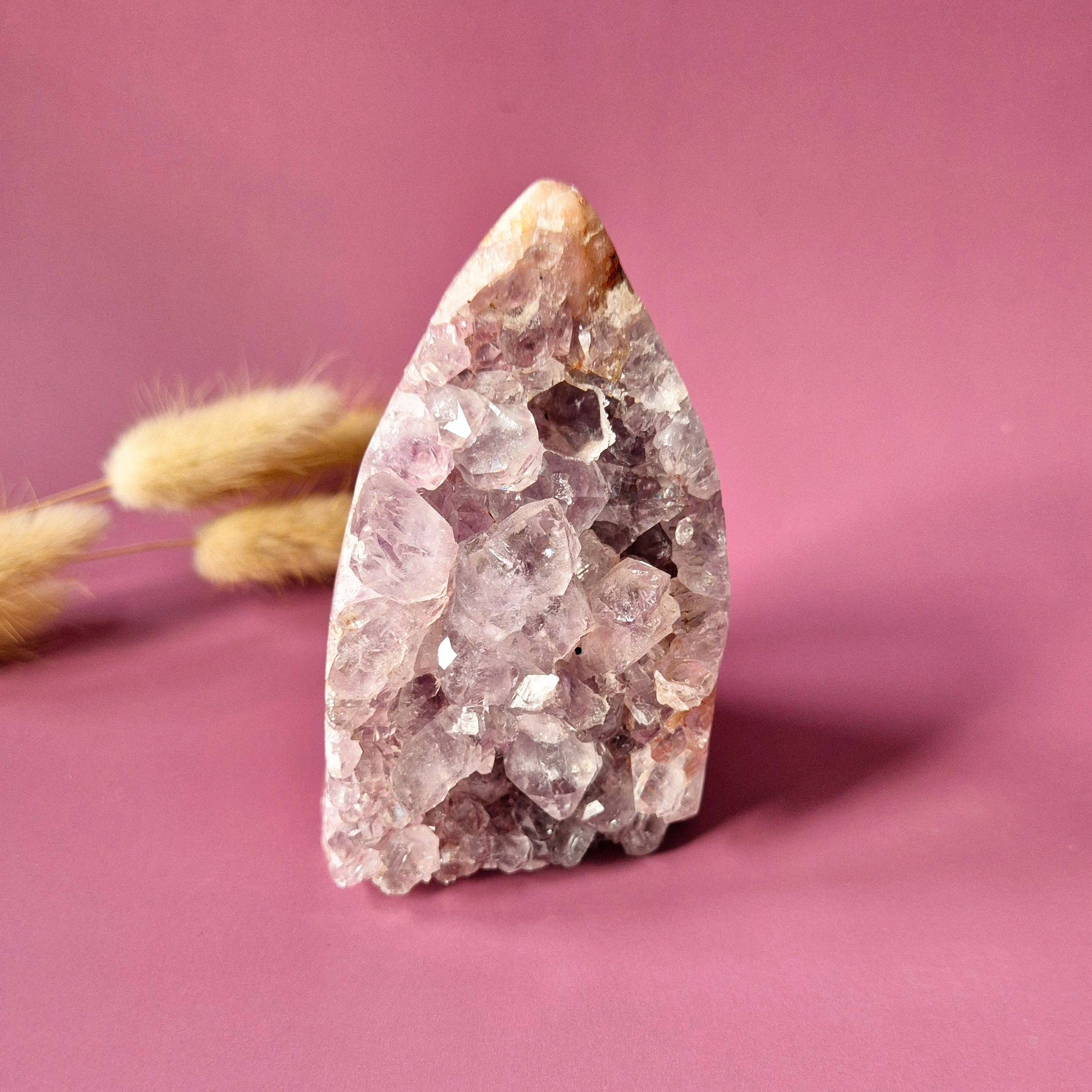 XL Gemstone Druzy Pink Amethyst Geode Freeform of 525 grams Statement Piece