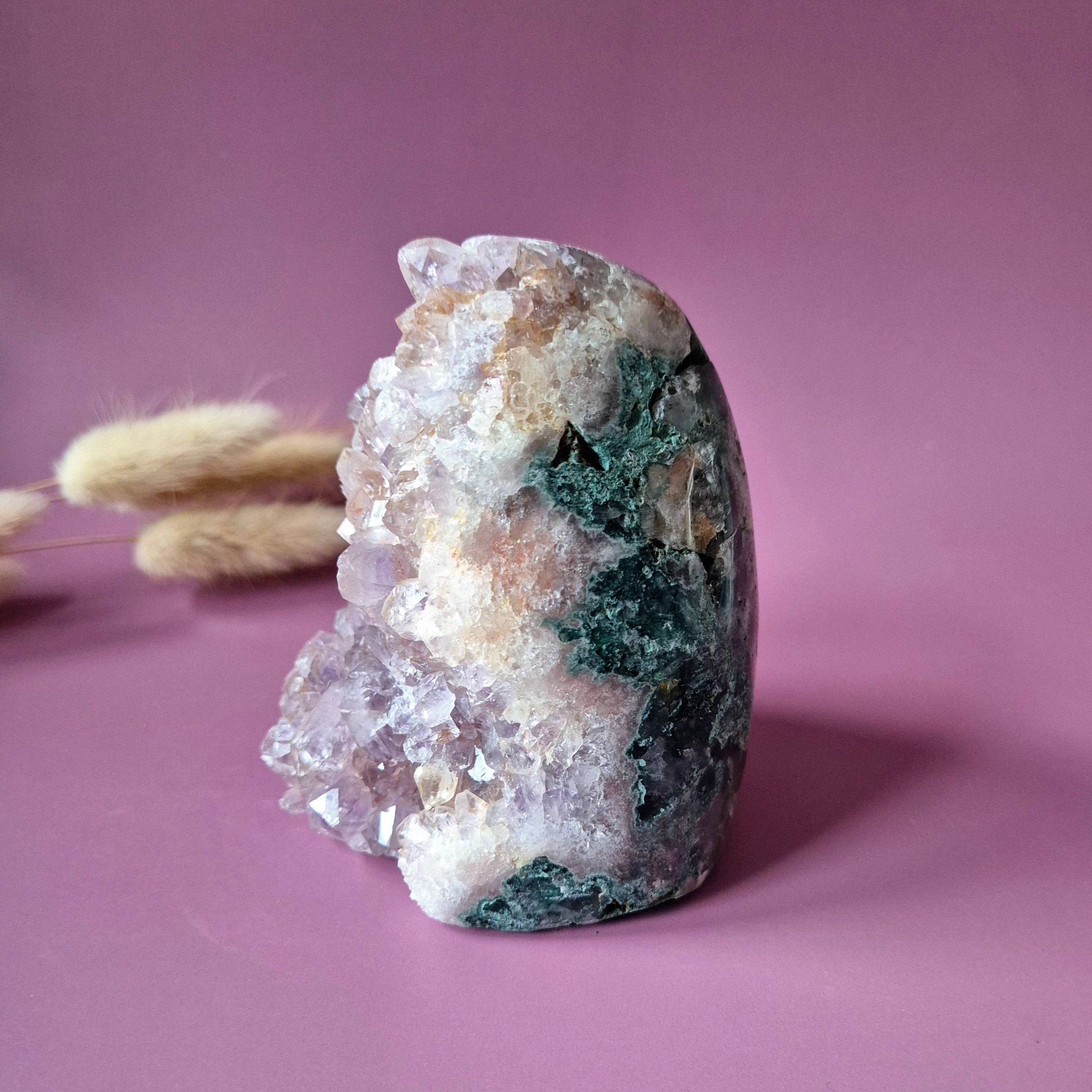 XL Gemstone Druzy Pink Amethyst Geode Freeform of 826 grams Statement Piece