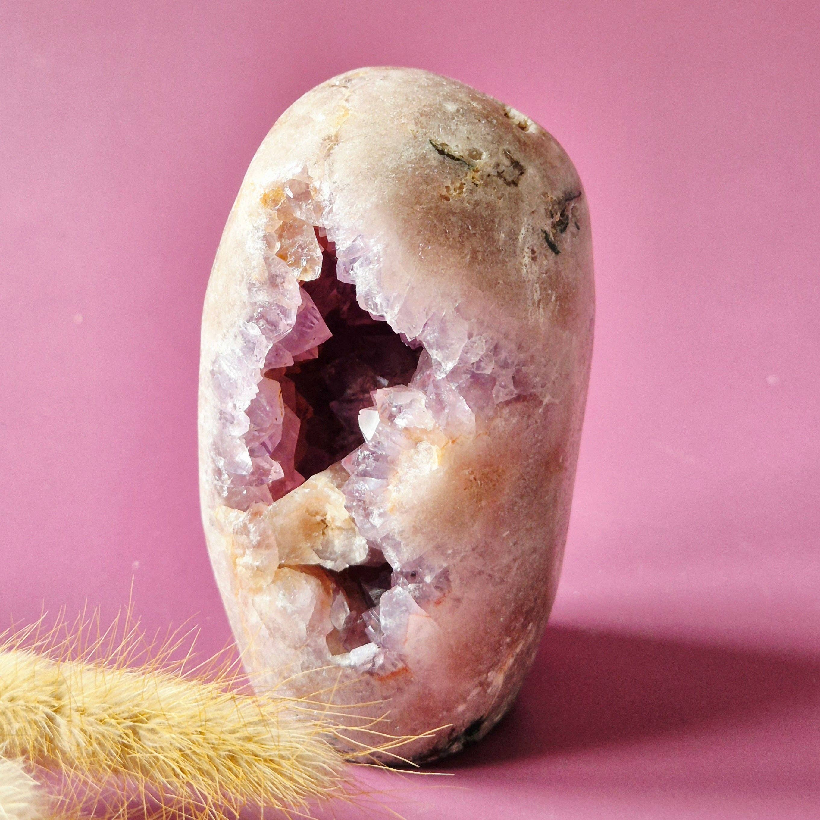 XL Gemstone Druzy Pink Amethyst Geode Freeform of 400 grams Statement Piece