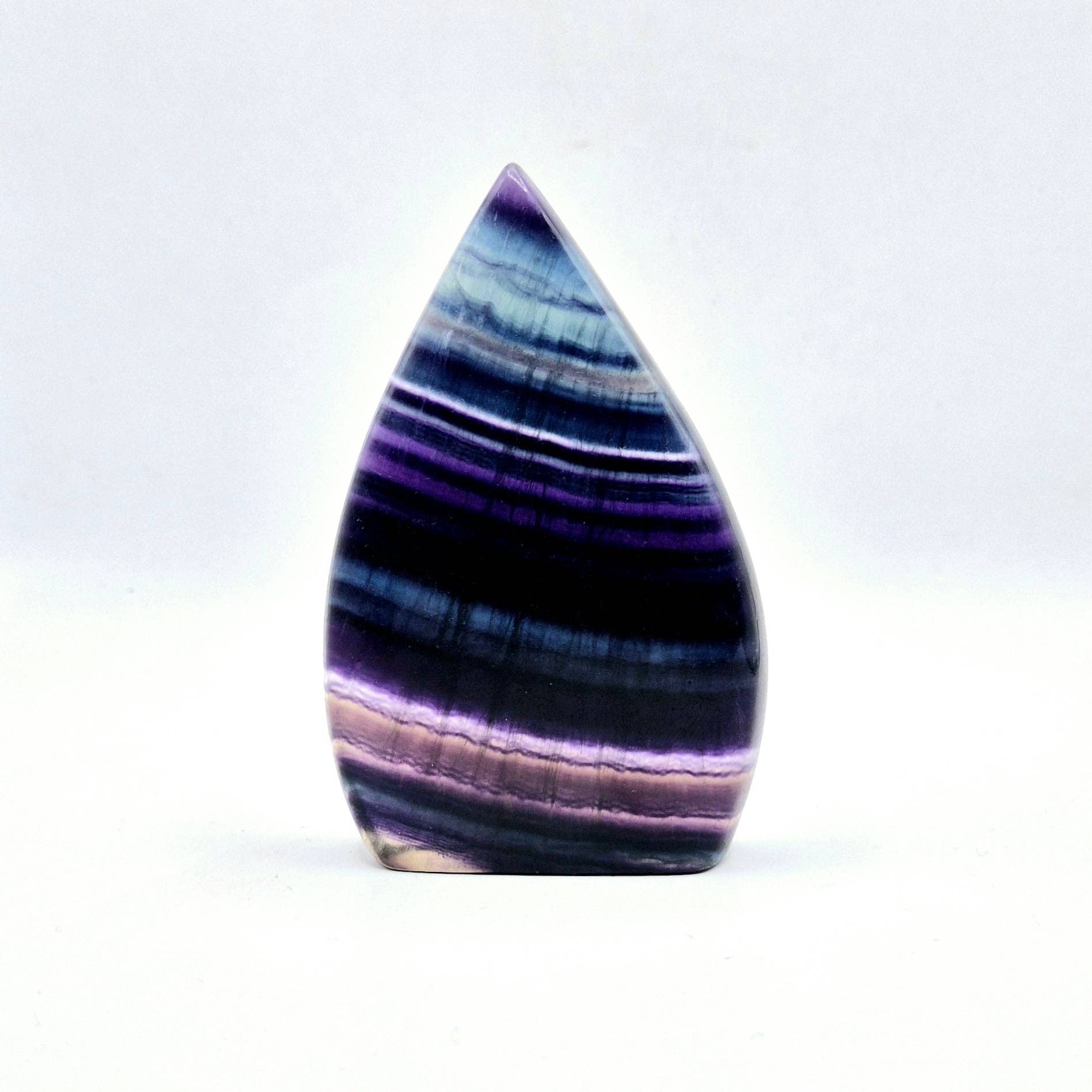 Colorful Rainbow Candy Fluorite - Teardrop Shaped Standing Gemstone Crystal Flame: N. Candy Fluorite Flame 213 grams