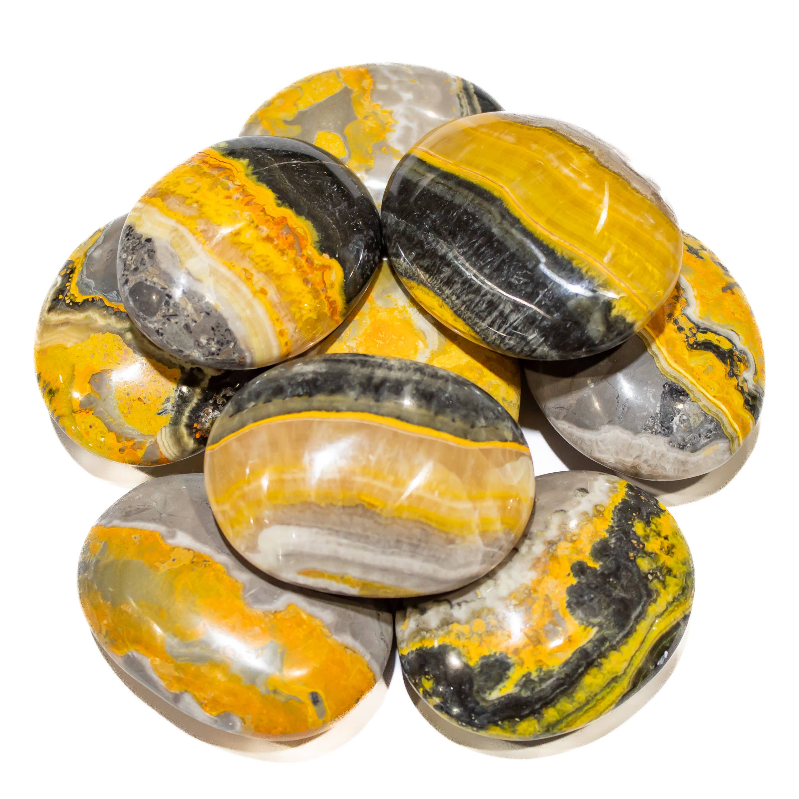 Bumble Bee Jasper Pillows Palm Stone (Individual)