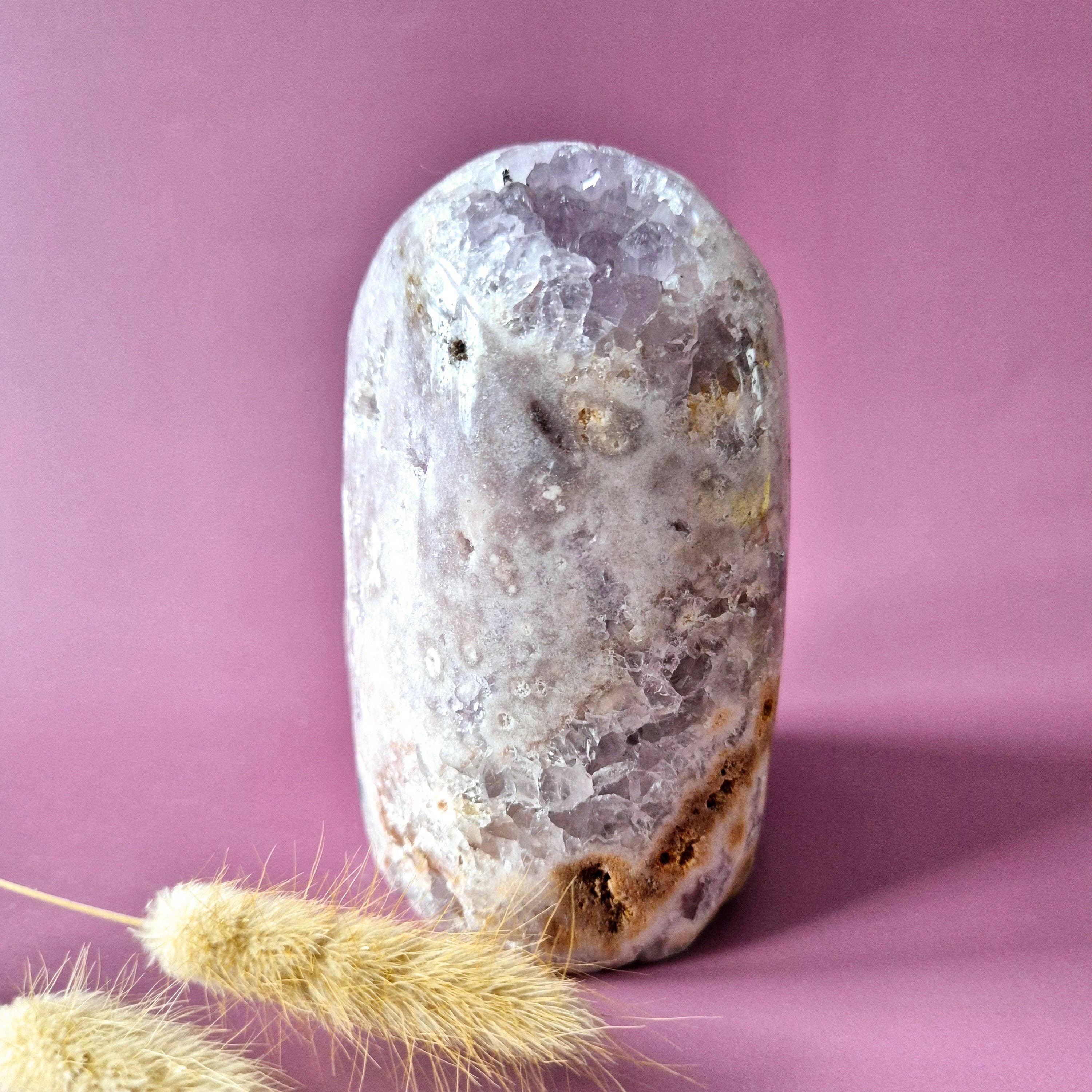 XL Gemstone Druzy Pink Amethyst Geode Freeform of 1183 grams Statement Piece