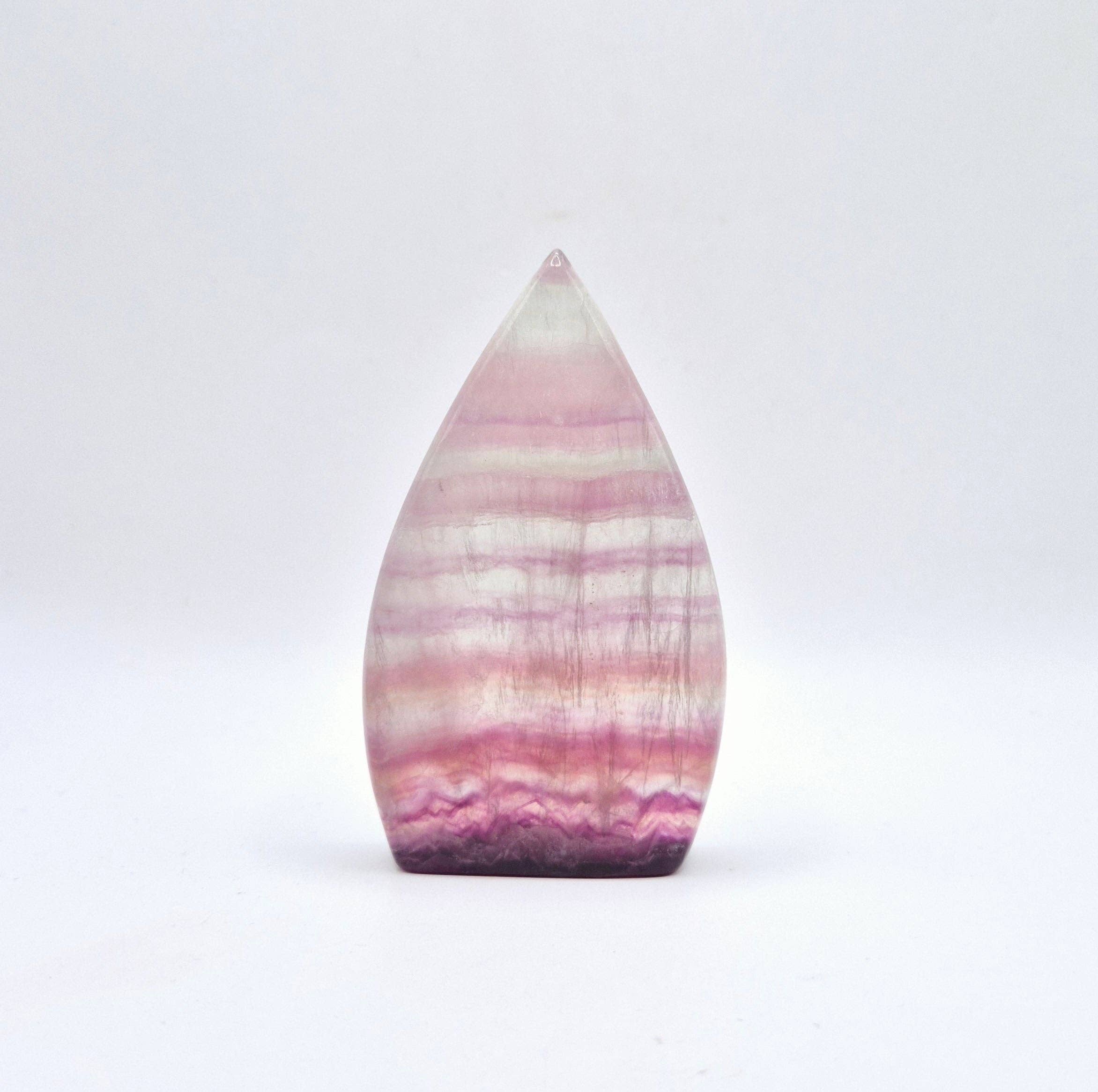Colorful Rainbow Candy Fluorite - Teardrop Shaped Standing Gemstone Crystal Flame: N. Candy Fluorite Flame 213 grams
