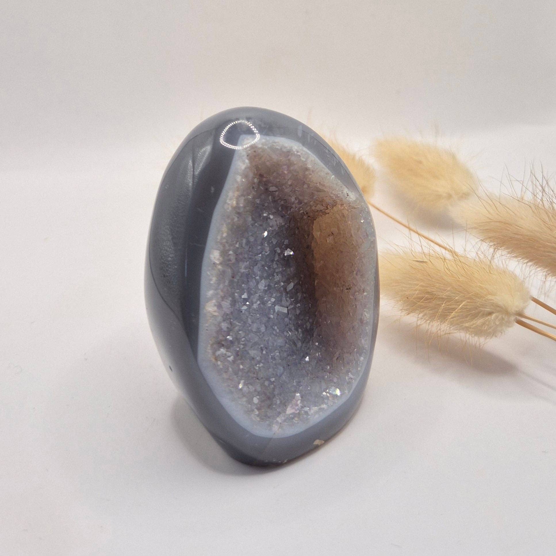 Druzy Gray Agate Freeform / Standing Gemstone Crystal - #51 178g