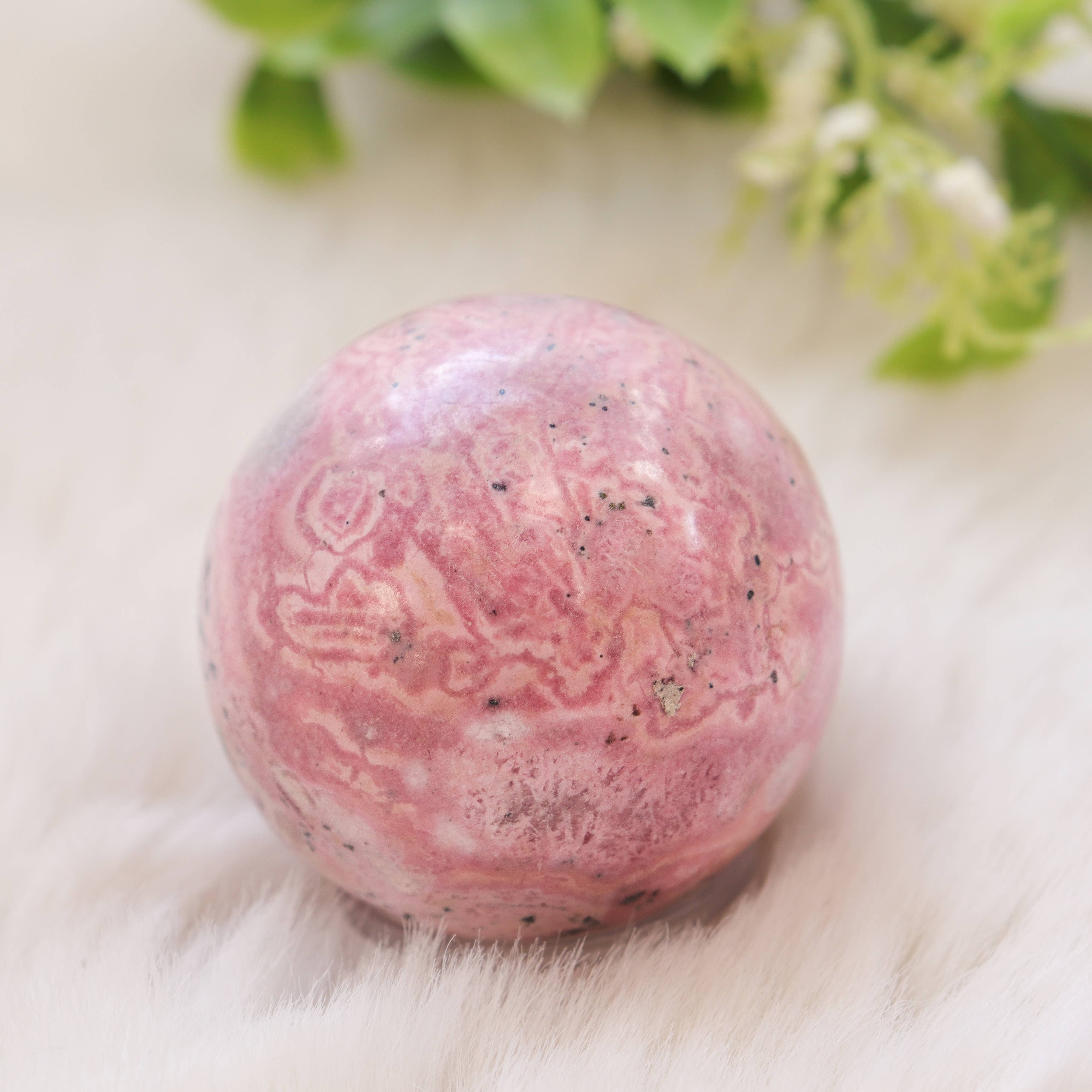 Rhodonite Sphere from Peru: 0.50-0.55 lbs