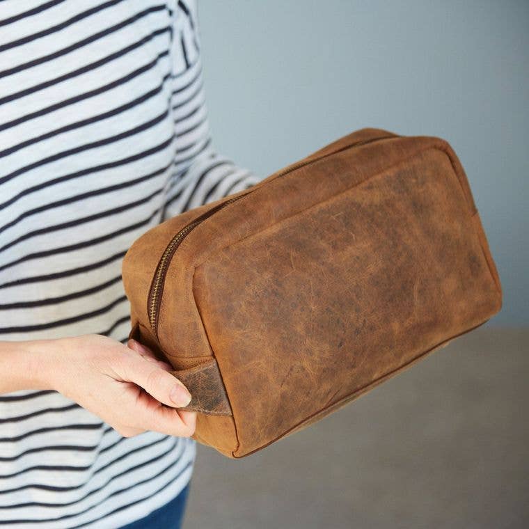 Buffalo Leather Large Wash Bag - Handmade