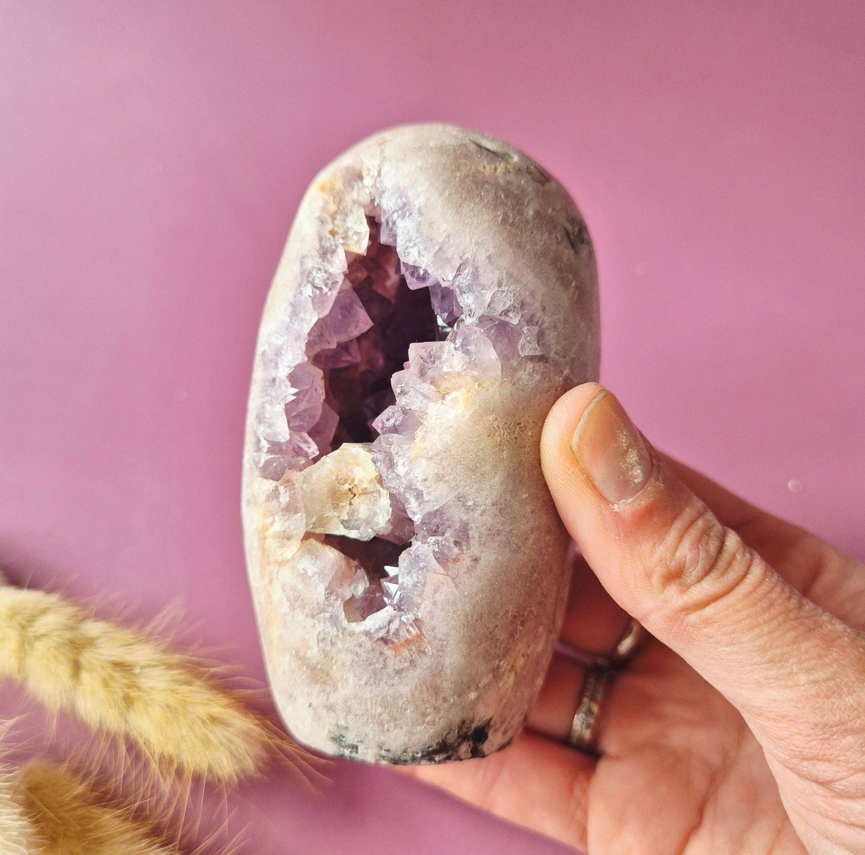 XL Gemstone Druzy Pink Amethyst Geode Freeform of 400 grams Statement Piece