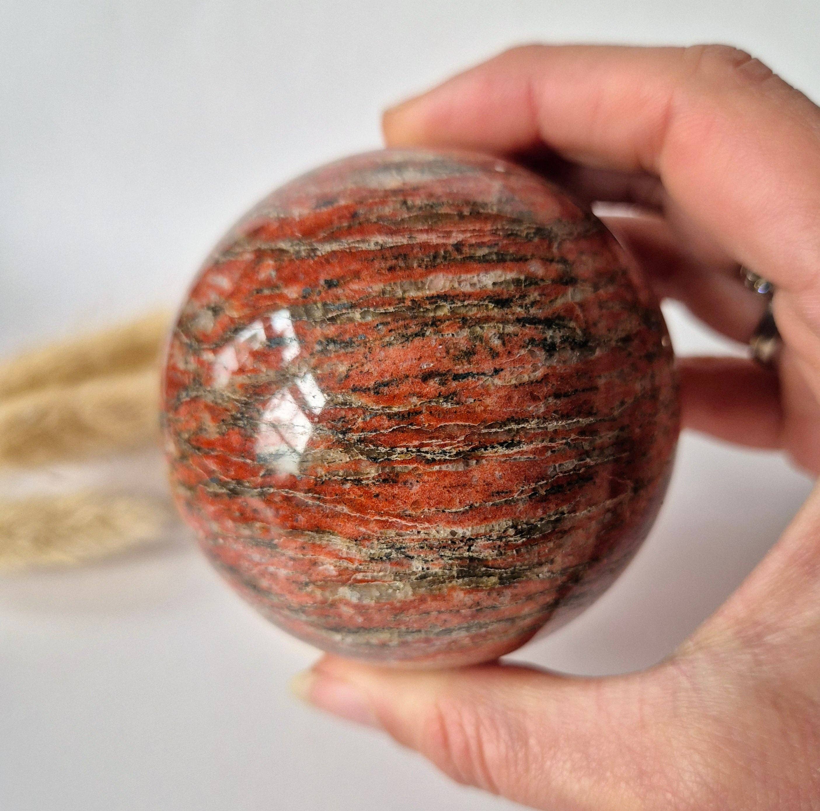 Gemstone Red Banded Jasper Ball | Polished Jasper Sphere 60-70mm