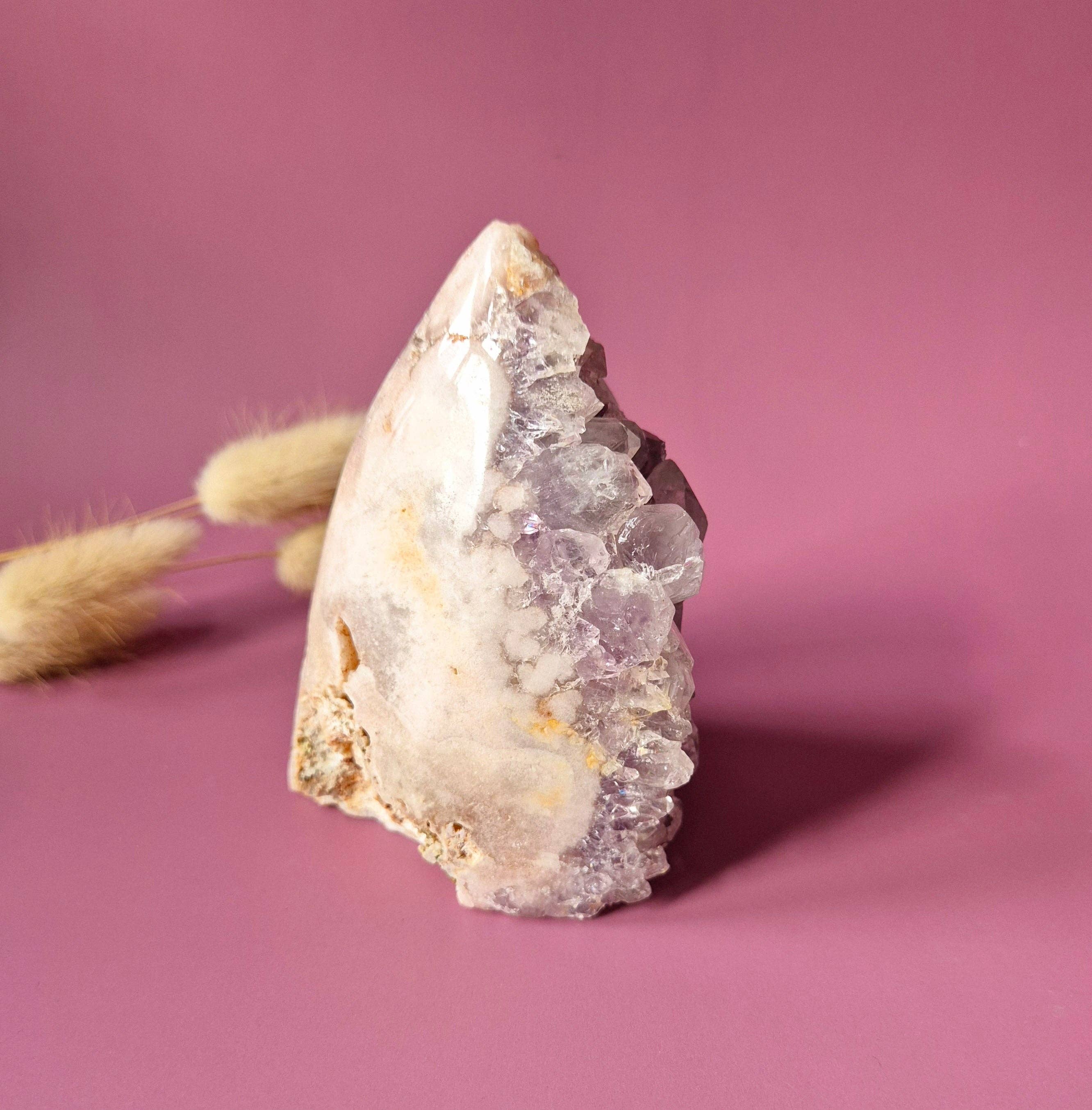 XL Gemstone Druzy Pink Amethyst Geode Freeform of 525 grams Statement Piece