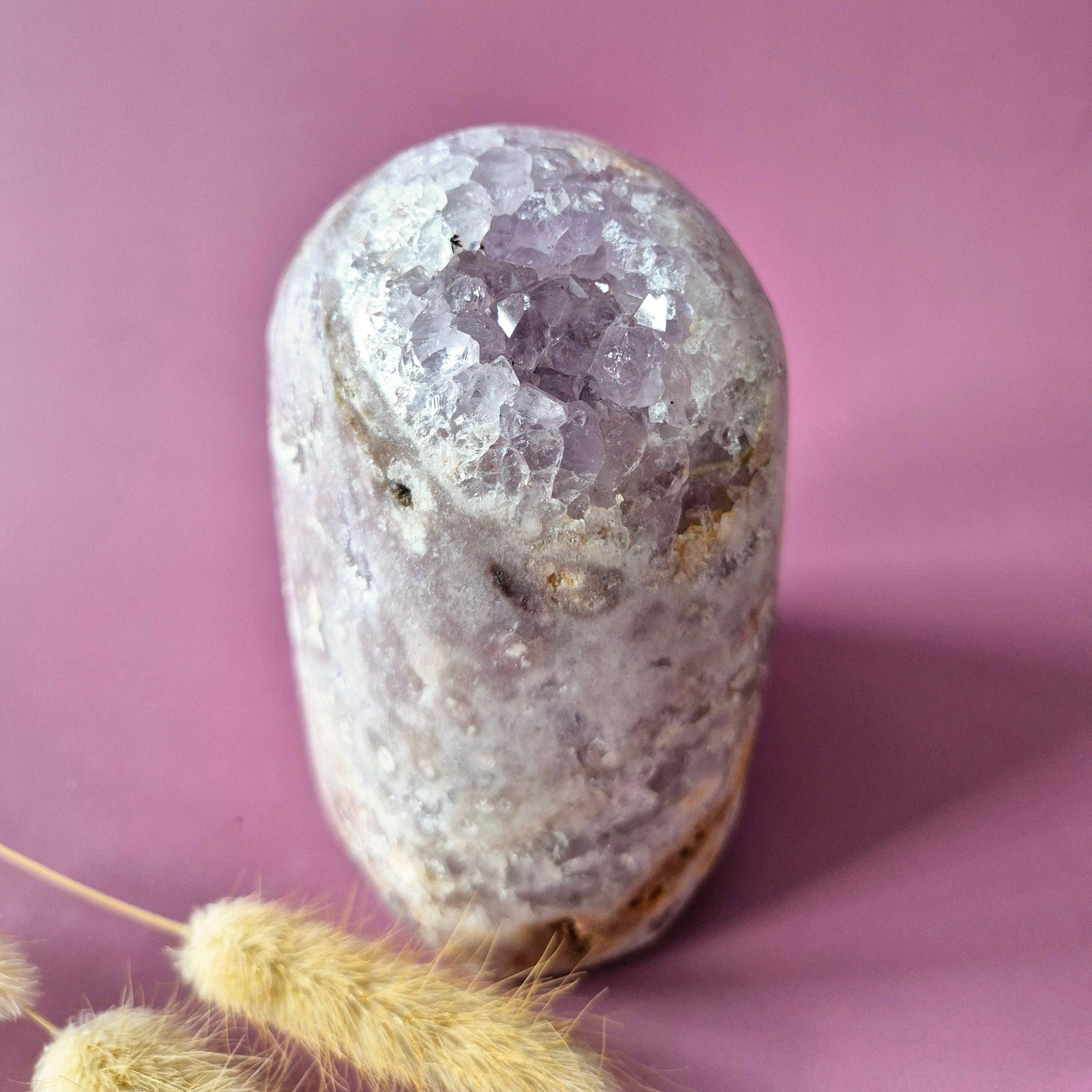 XL Gemstone Druzy Pink Amethyst Geode Freeform of 1183 grams Statement Piece