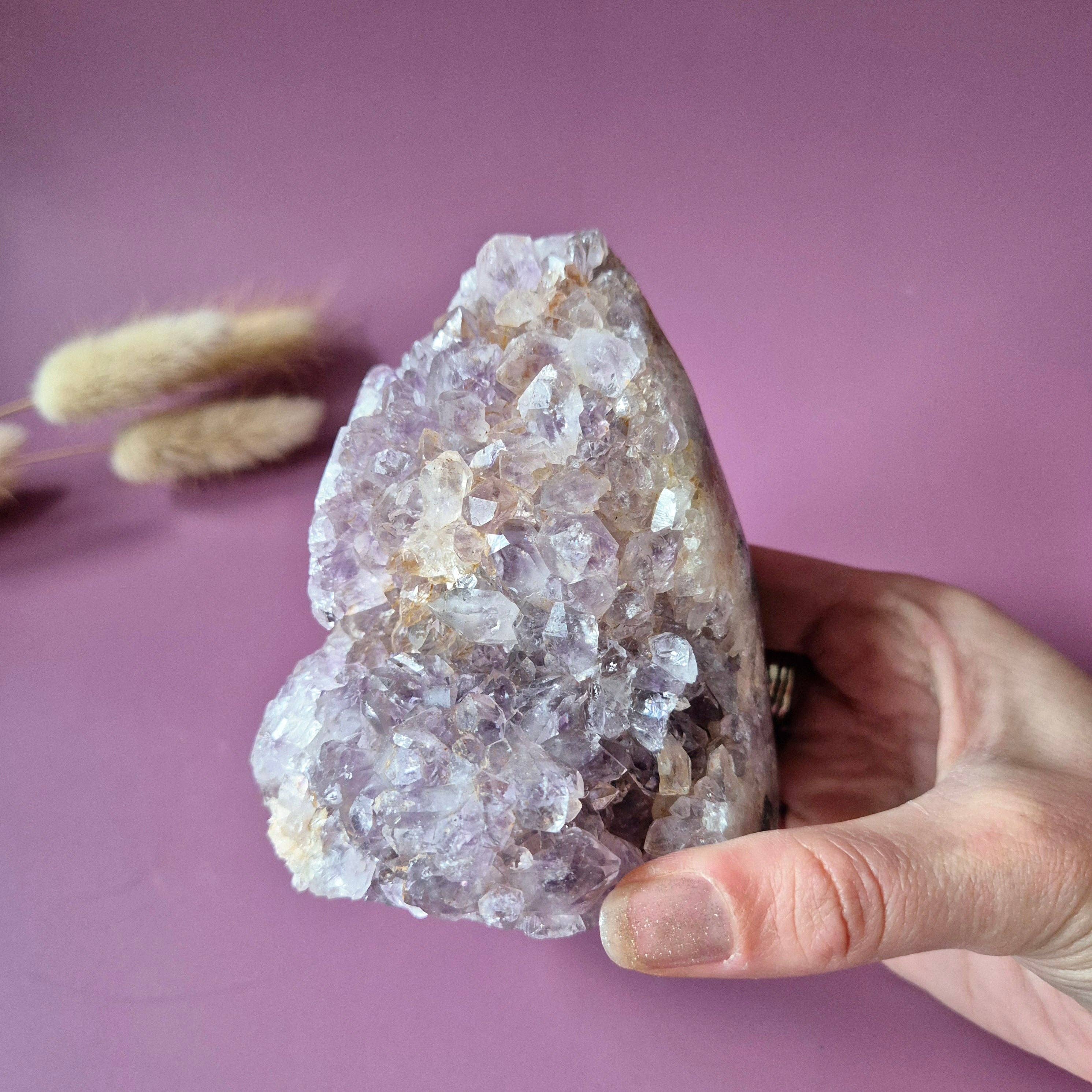 XL Gemstone Druzy Pink Amethyst Geode Freeform of 826 grams Statement Piece