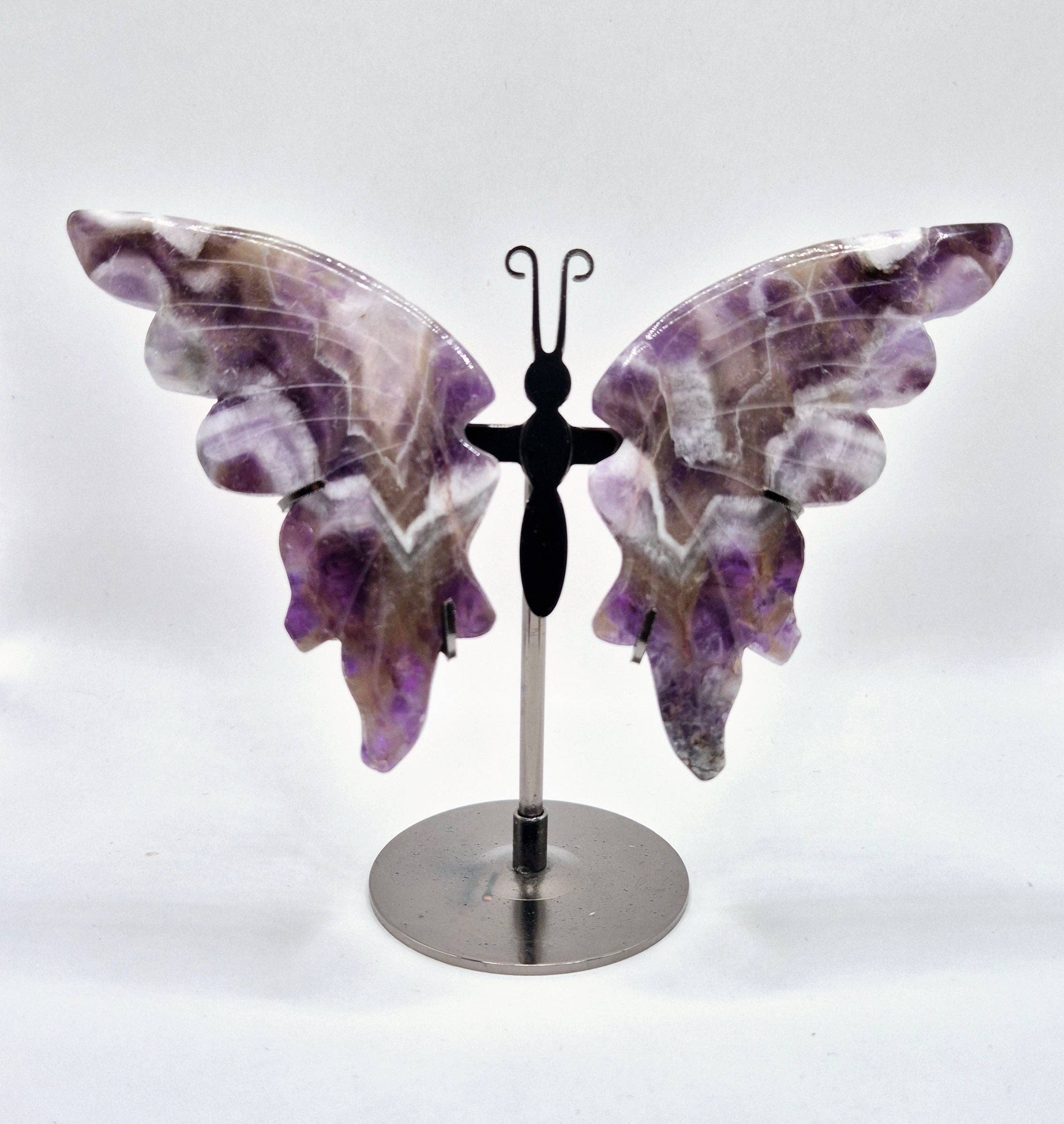 Droom Amethist Kristal Gravure met Metalen Standaard