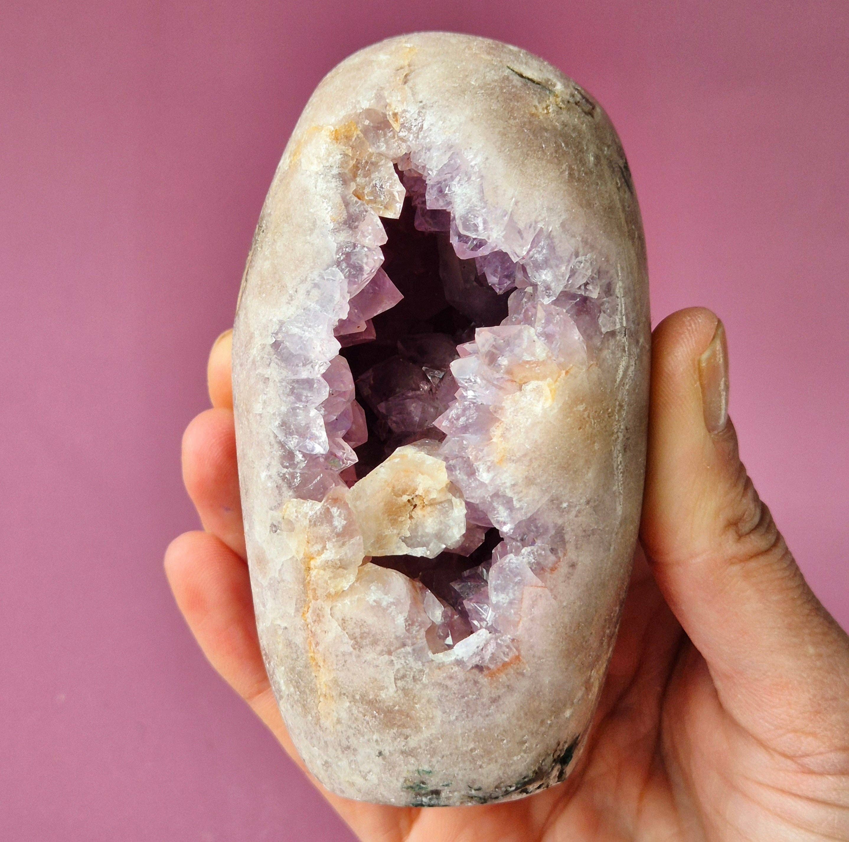 XL Gemstone Druzy Pink Amethyst Geode Freeform of 400 grams Statement Piece