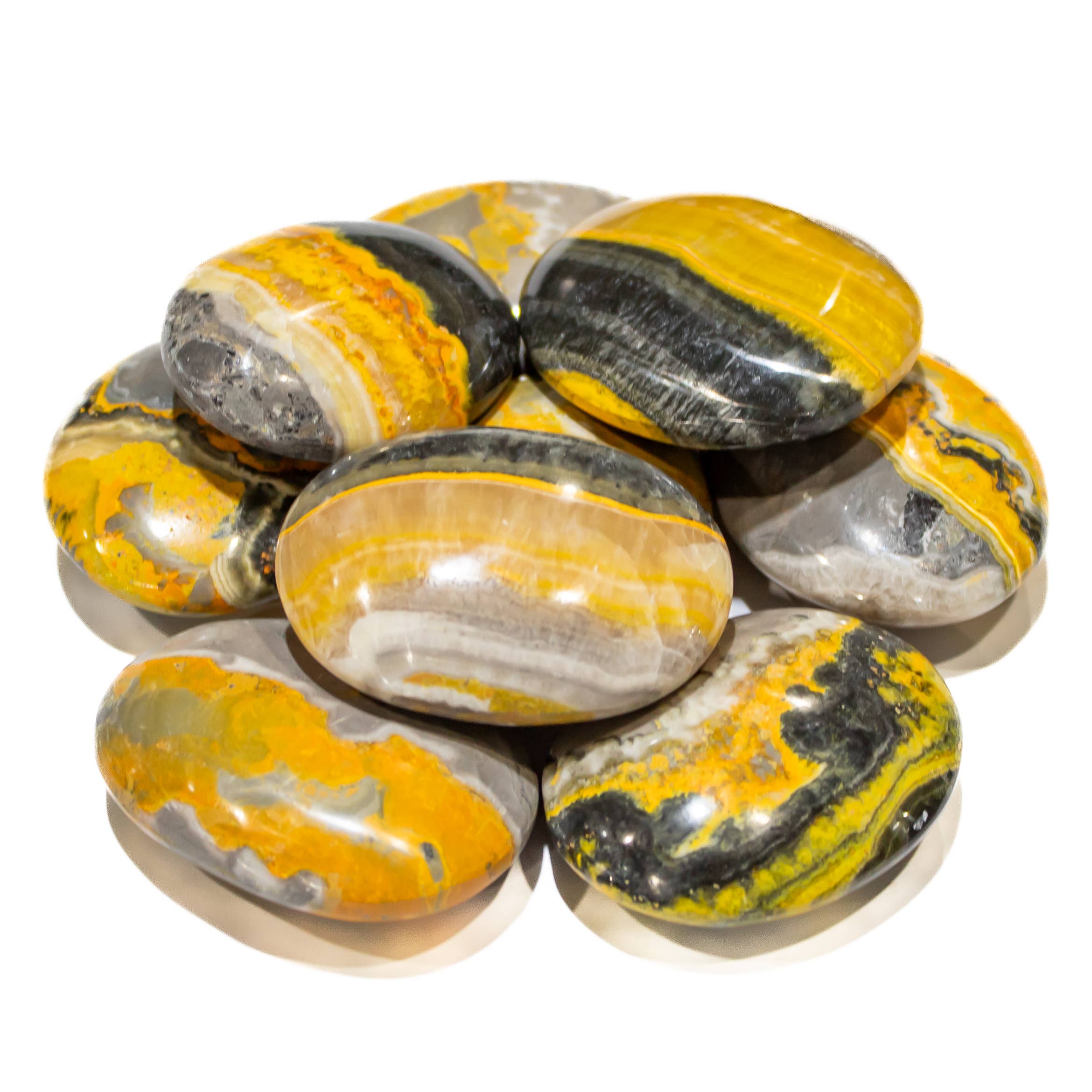 Bumble Bee Jasper Pillows Palm Stone (Individual)