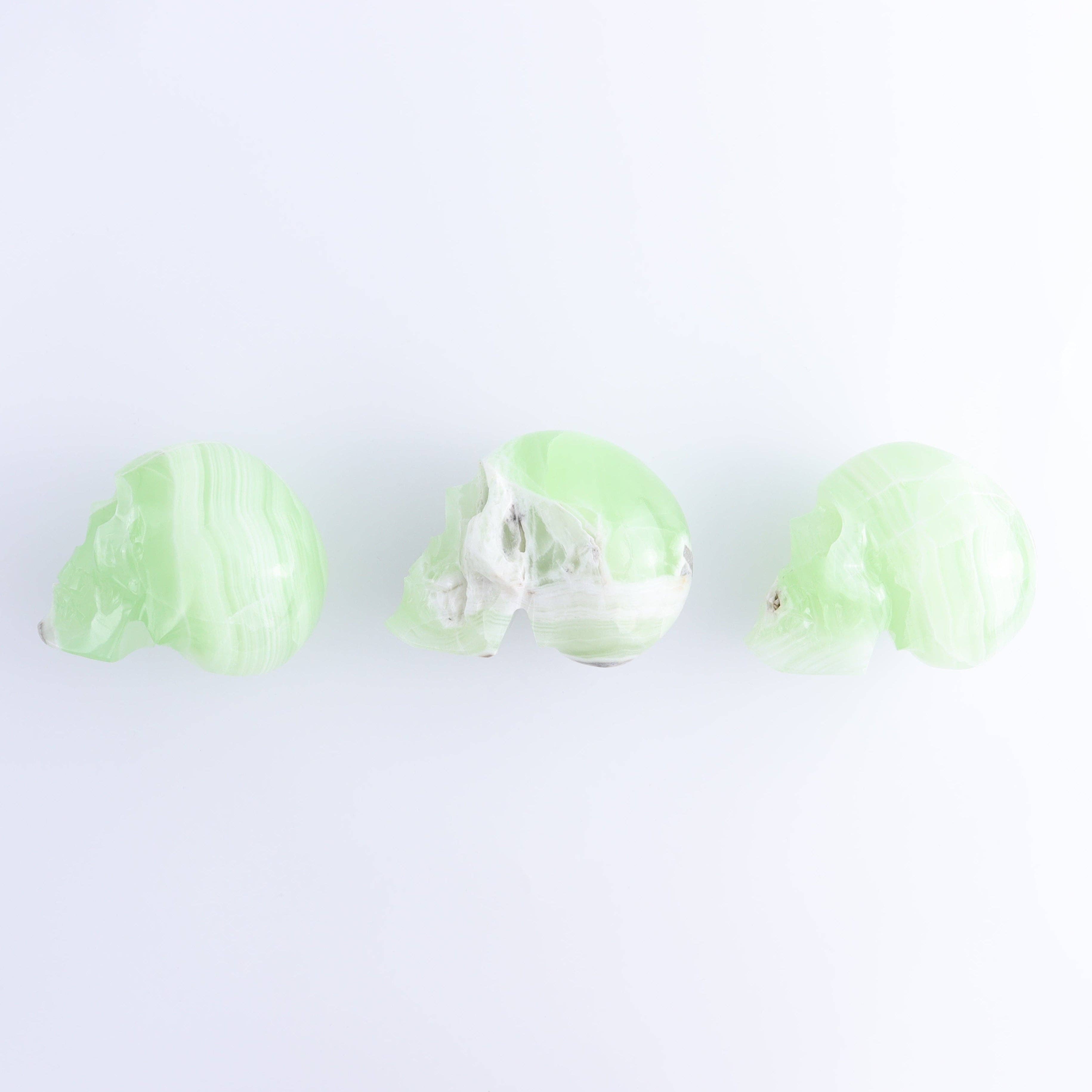 One Mexican Green Onyx/Calcite Skull