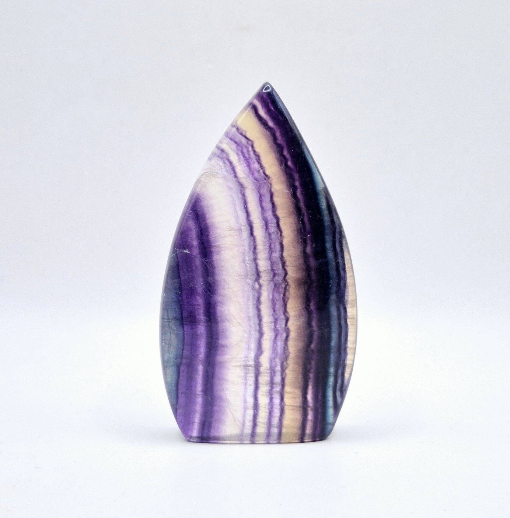 Colorful Rainbow Candy Fluorite - Teardrop Shaped Standing Gemstone Crystal Flame: N. Candy Fluorite Flame 213 grams
