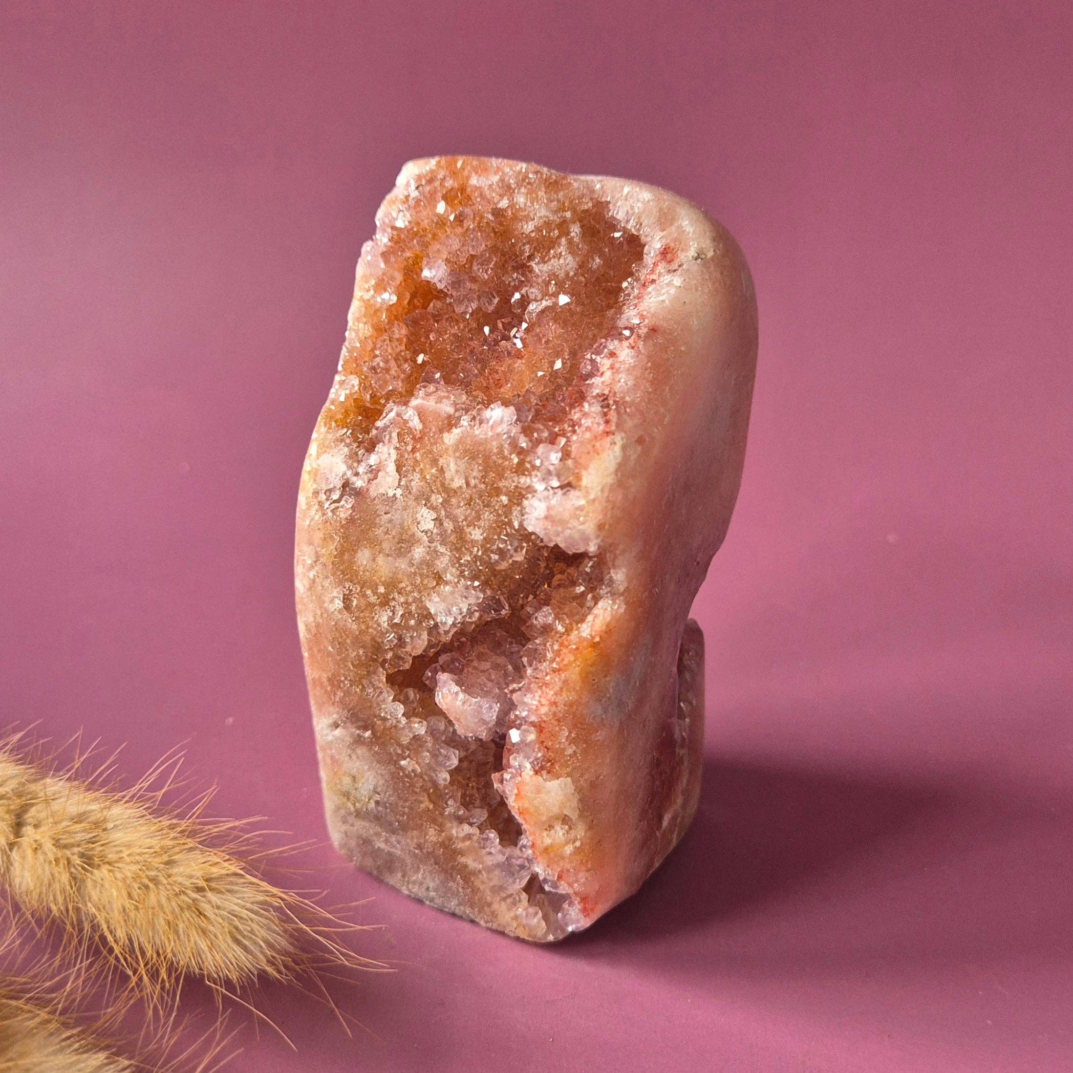 XL Gemstone Druzy Pink Amethyst Geode Freeform, 380g Statement Piece