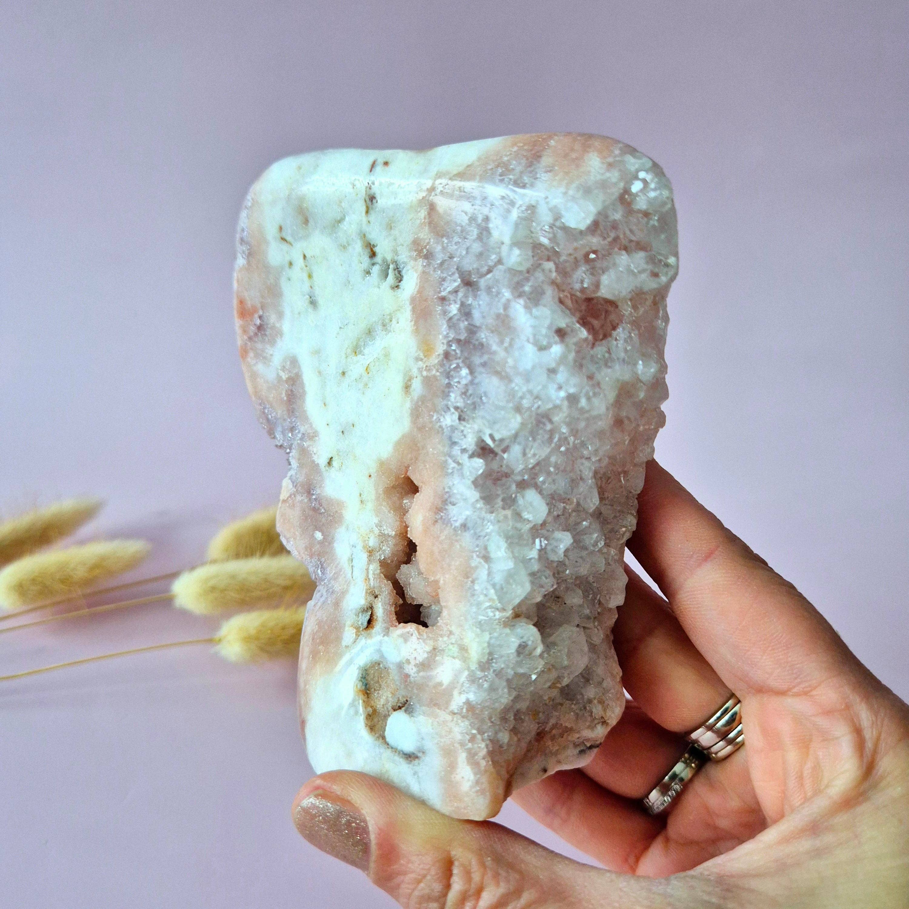 XL Gemstone Druzy Pink Amethyst Geode Freeform of 471 grams Statement Piece