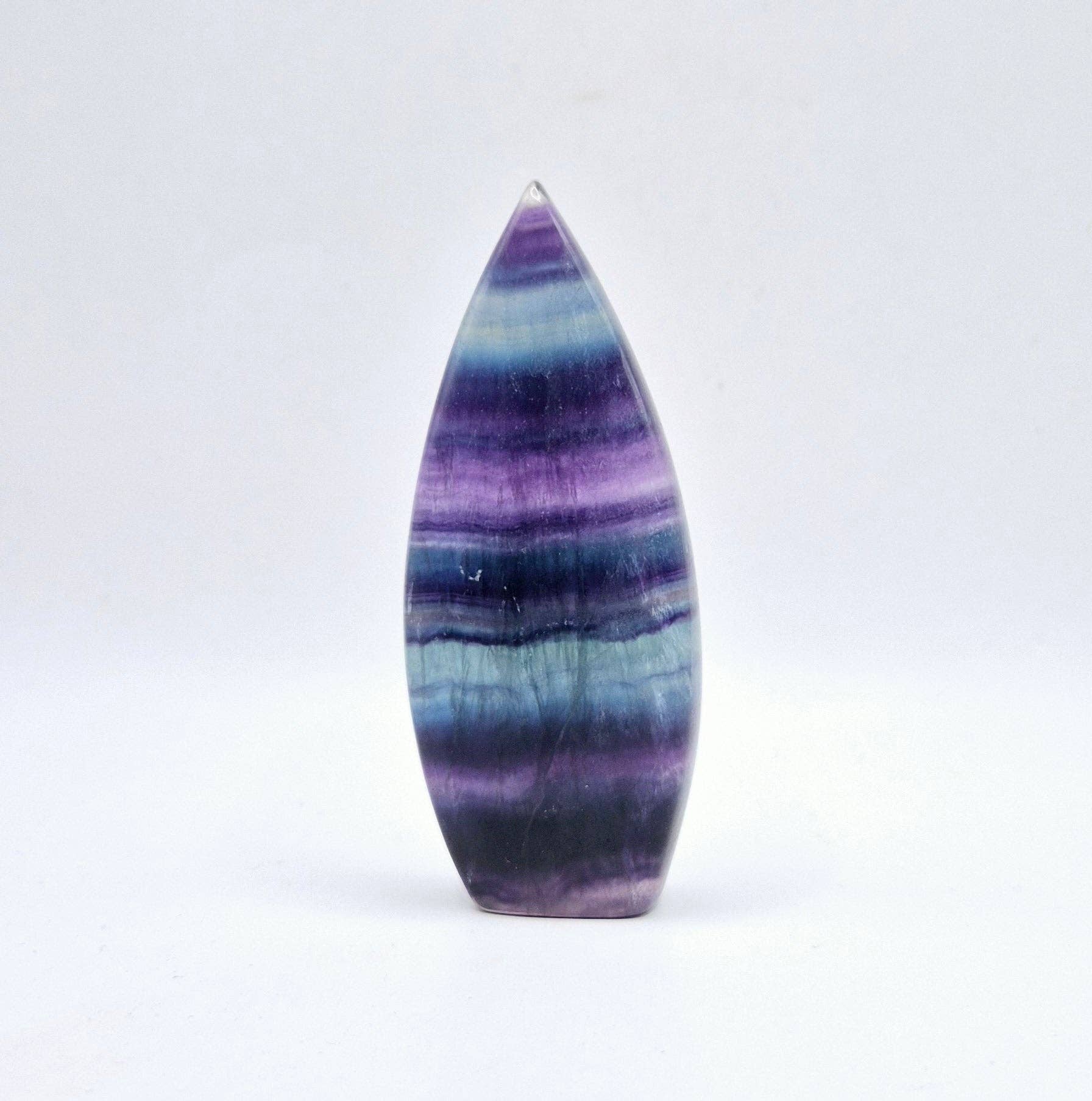 Colorful Rainbow Candy Fluorite - Teardrop Shaped Standing Gemstone Crystal Flame: N. Candy Fluorite Flame 213 grams