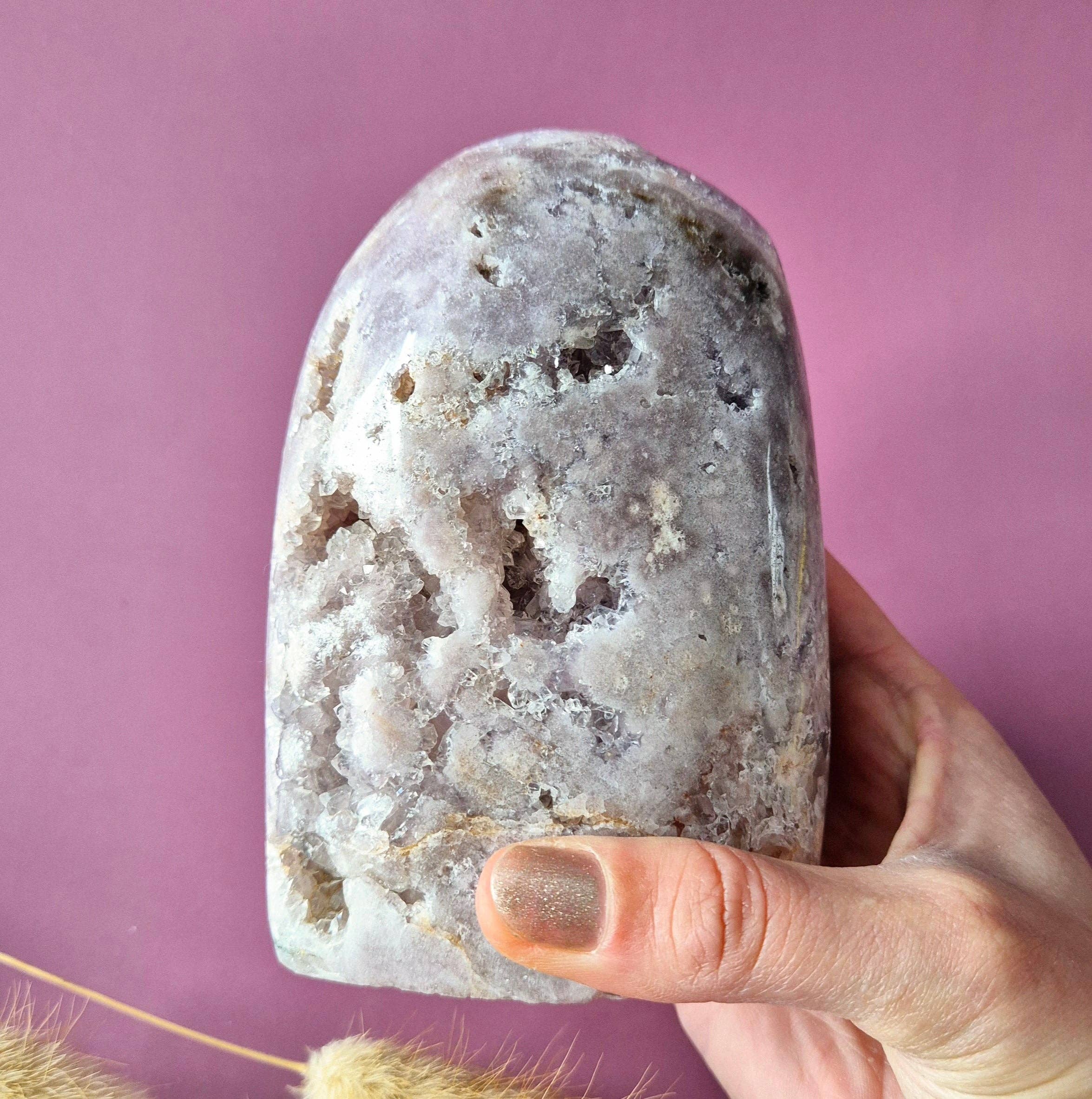 XL Gemstone Druzy Pink Amethyst Geode Freeform of 1183 grams Statement Piece