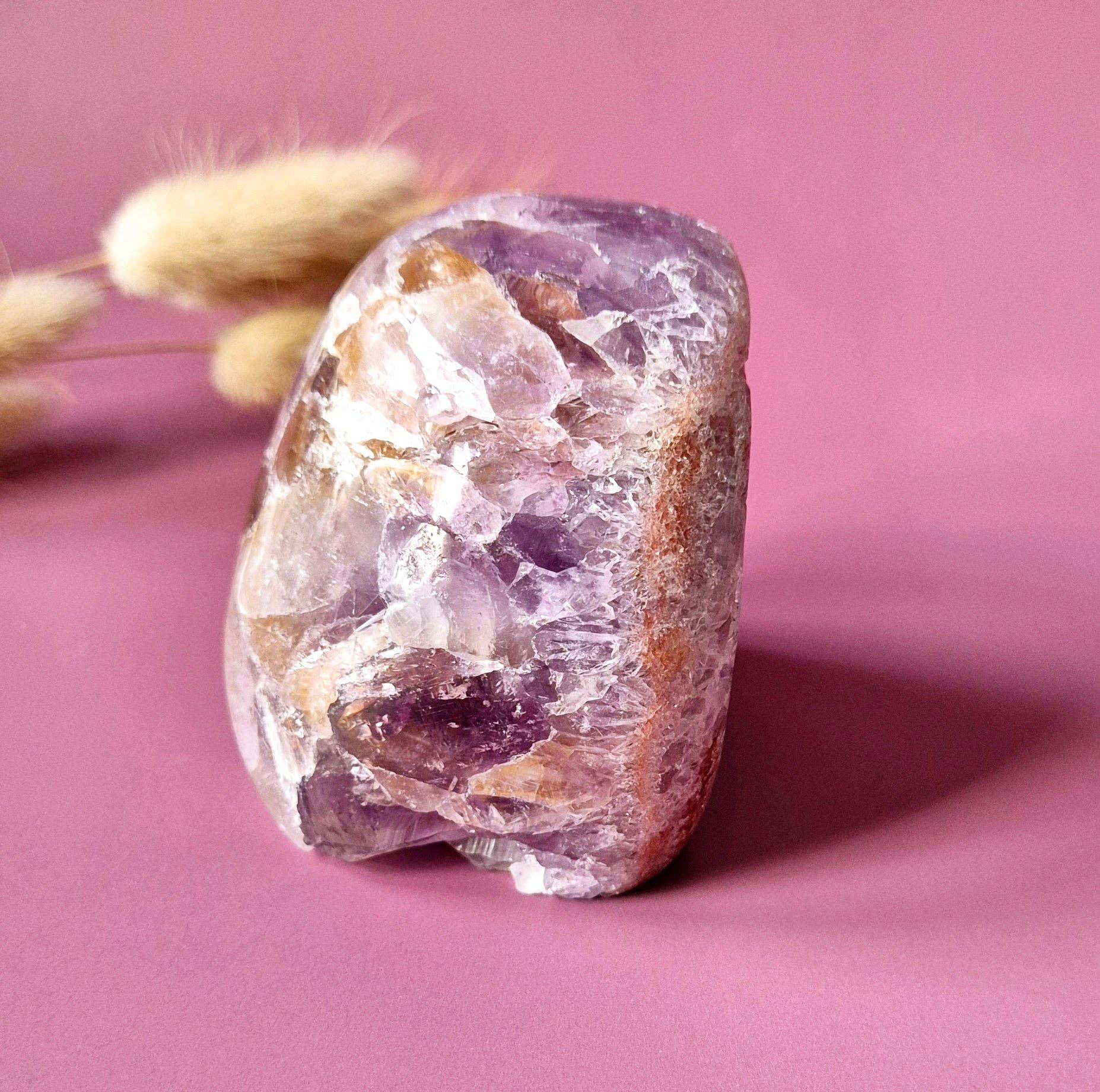 Gemstone Druzy Pink Amethyst Geode Freeform of 409 grams Statement Piece