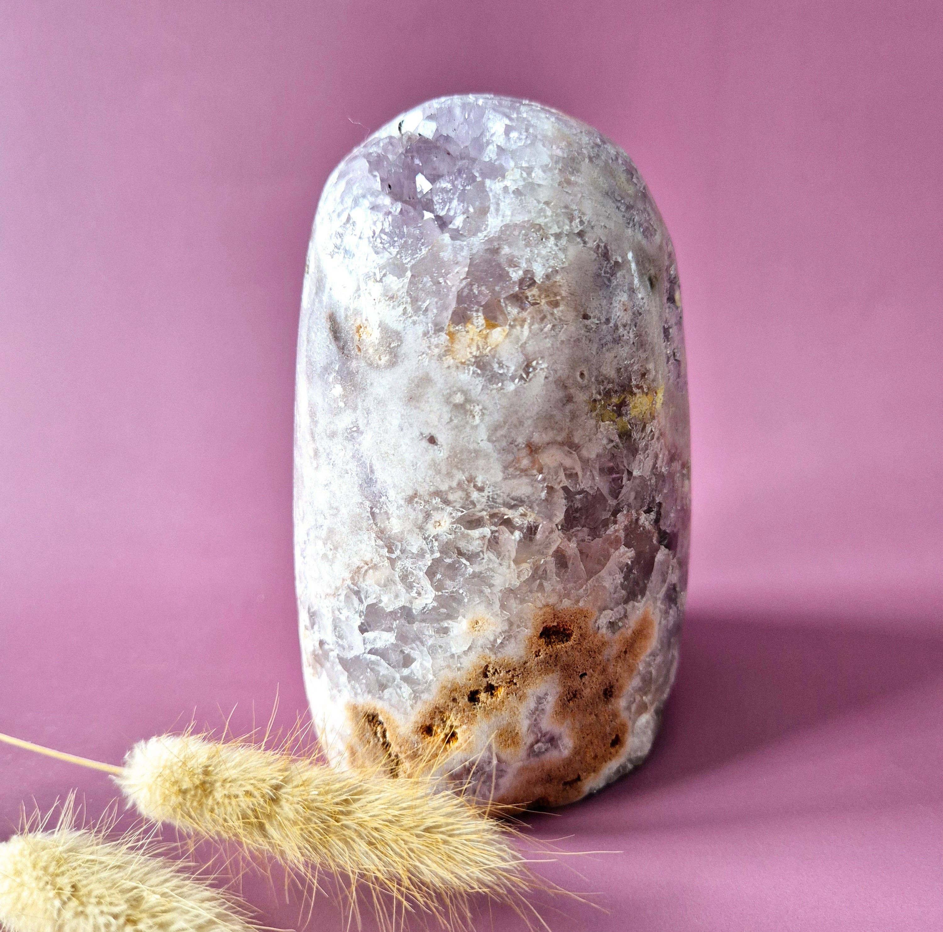 XL Gemstone Druzy Pink Amethyst Geode Freeform of 1183 grams Statement Piece