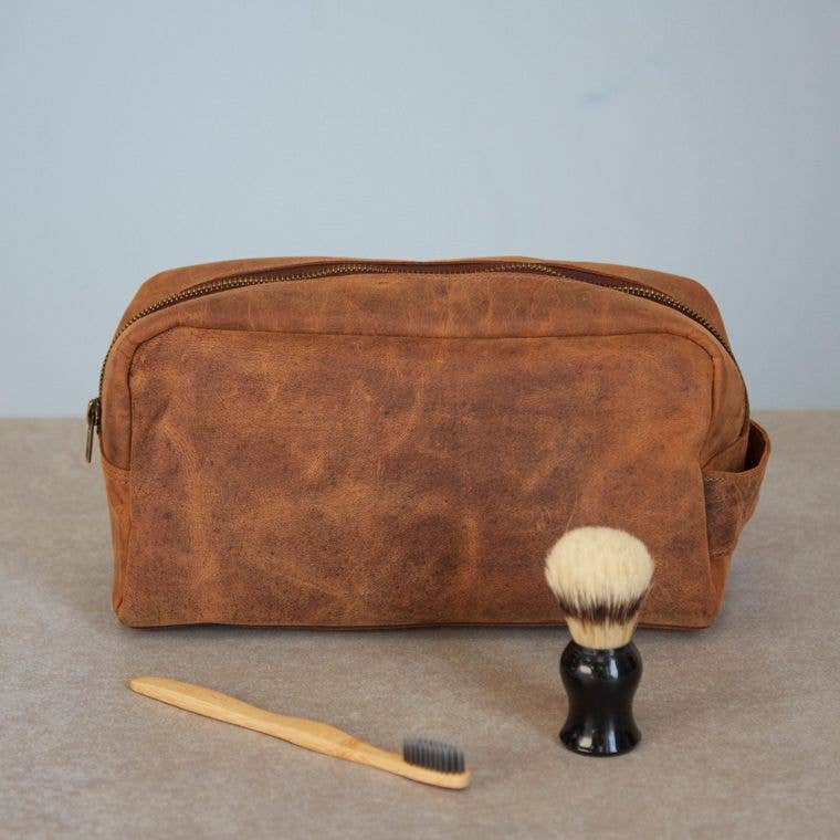 Buffalo Leather Large Wash Bag - Handmade