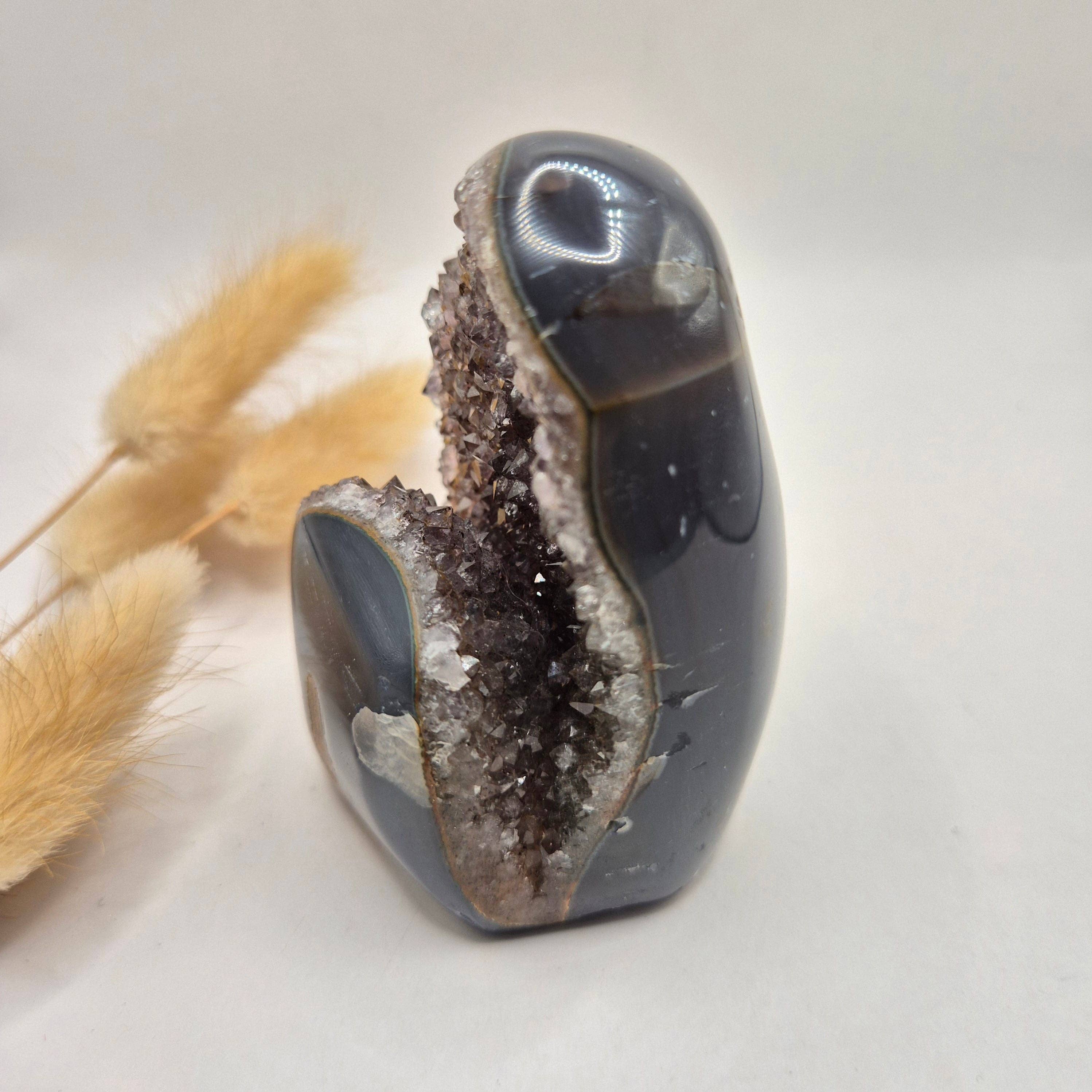 Druzy Gray Agate Freeform / Standing Gemstone Crystal - #29 226g