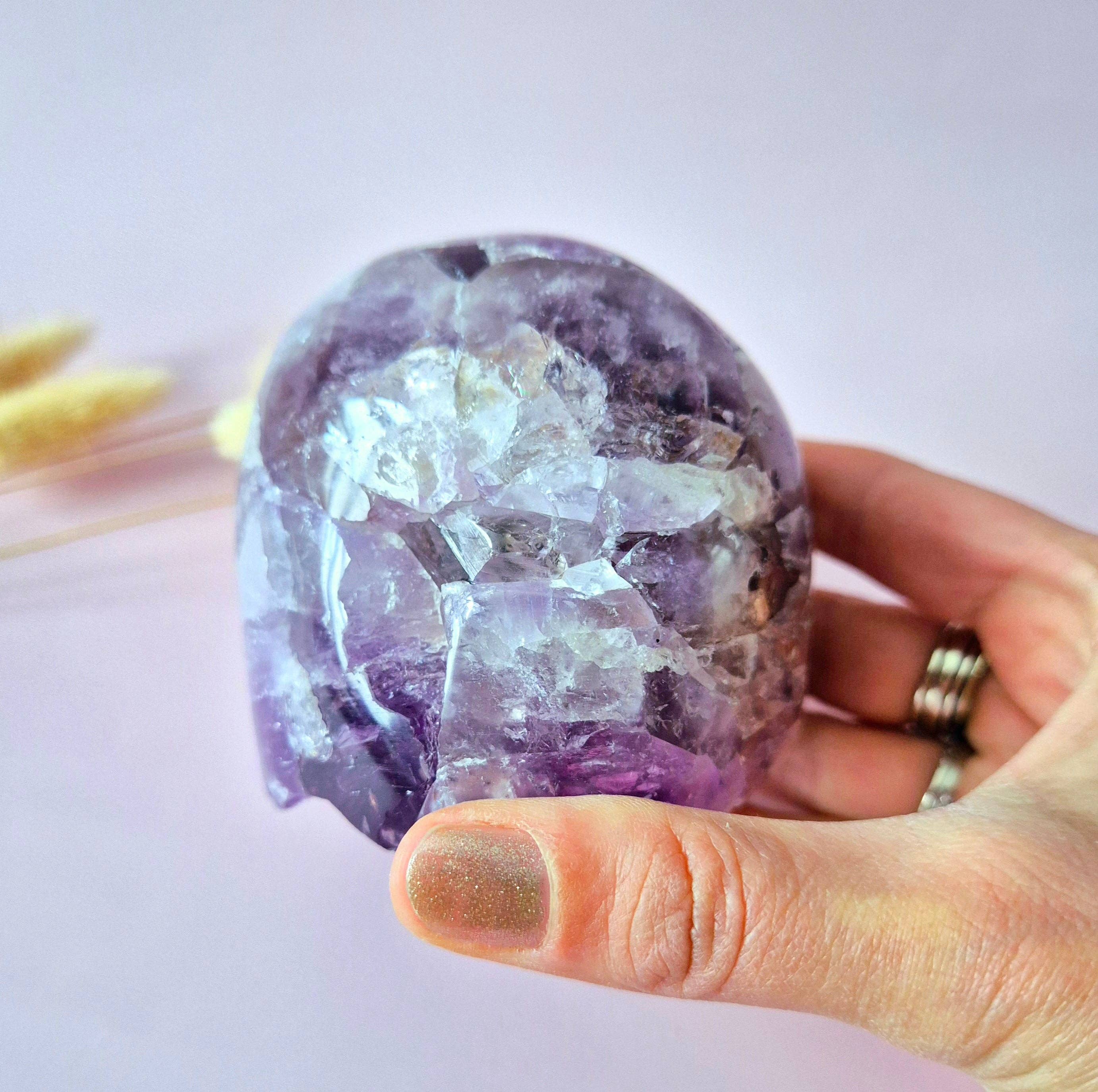 XL Gemstone Druzy Pink Amethyst Geode Freeform of 672 grams Statement Piece