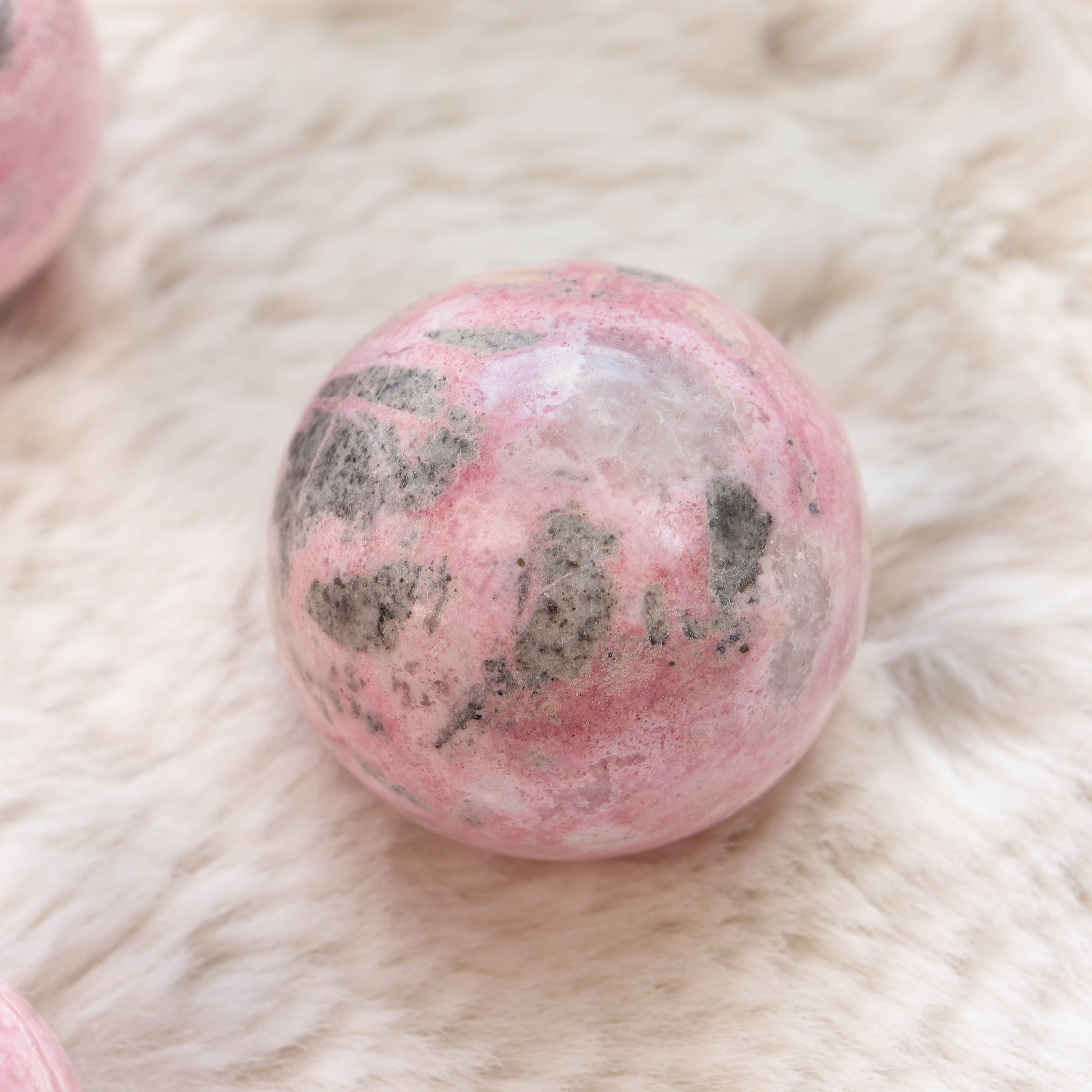 Rhodonite Sphere from Peru: 0.50-0.55 lbs