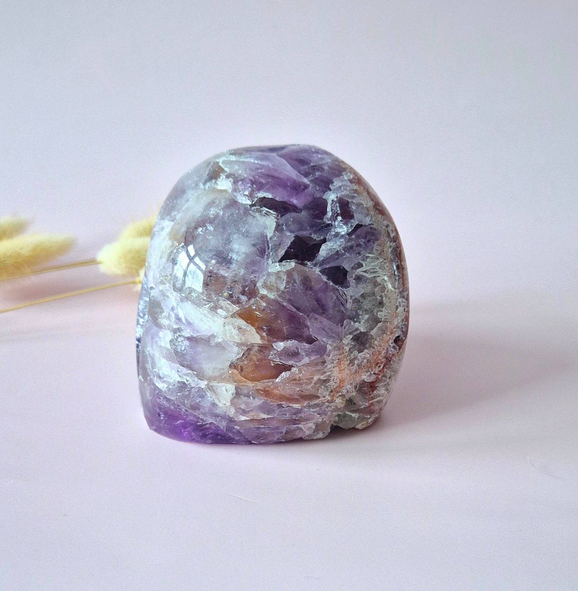 XL Gemstone Druzy Pink Amethyst Geode Freeform of 672 grams Statement Piece