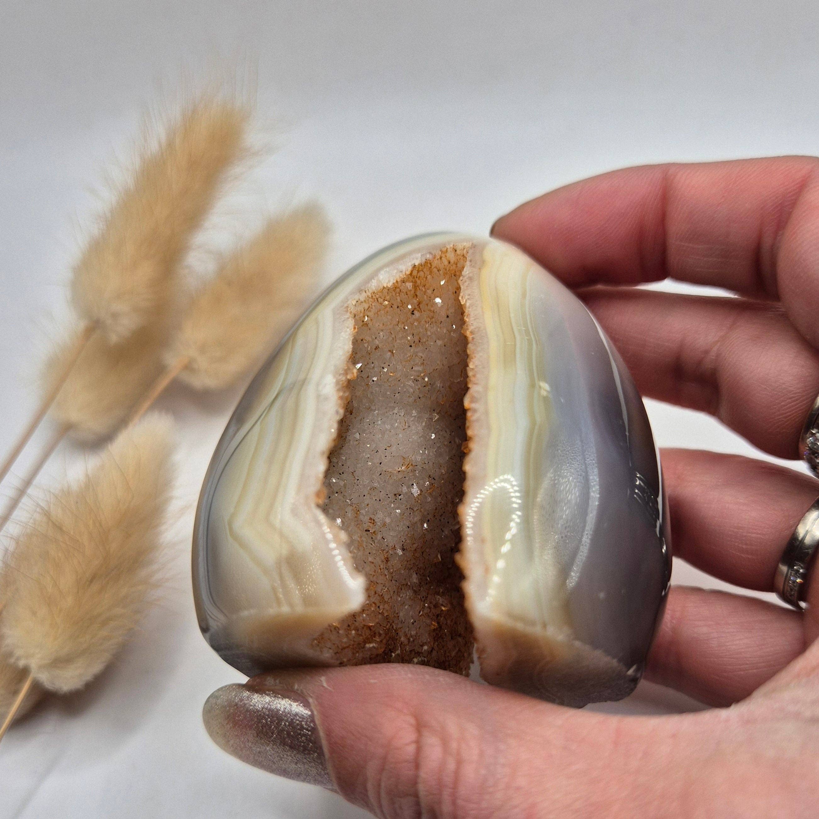 Druzy Gray Agate Freeform / Standing Gemstone Crystal - #30 176g