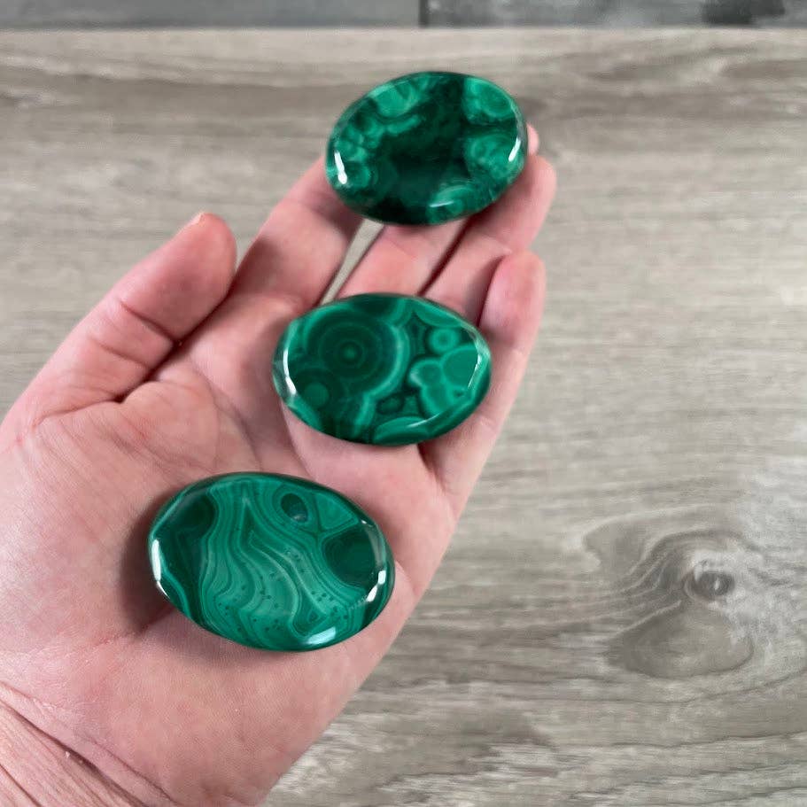 Malachite Worry Stones – Polished Thumb Stones for Crystal Shops