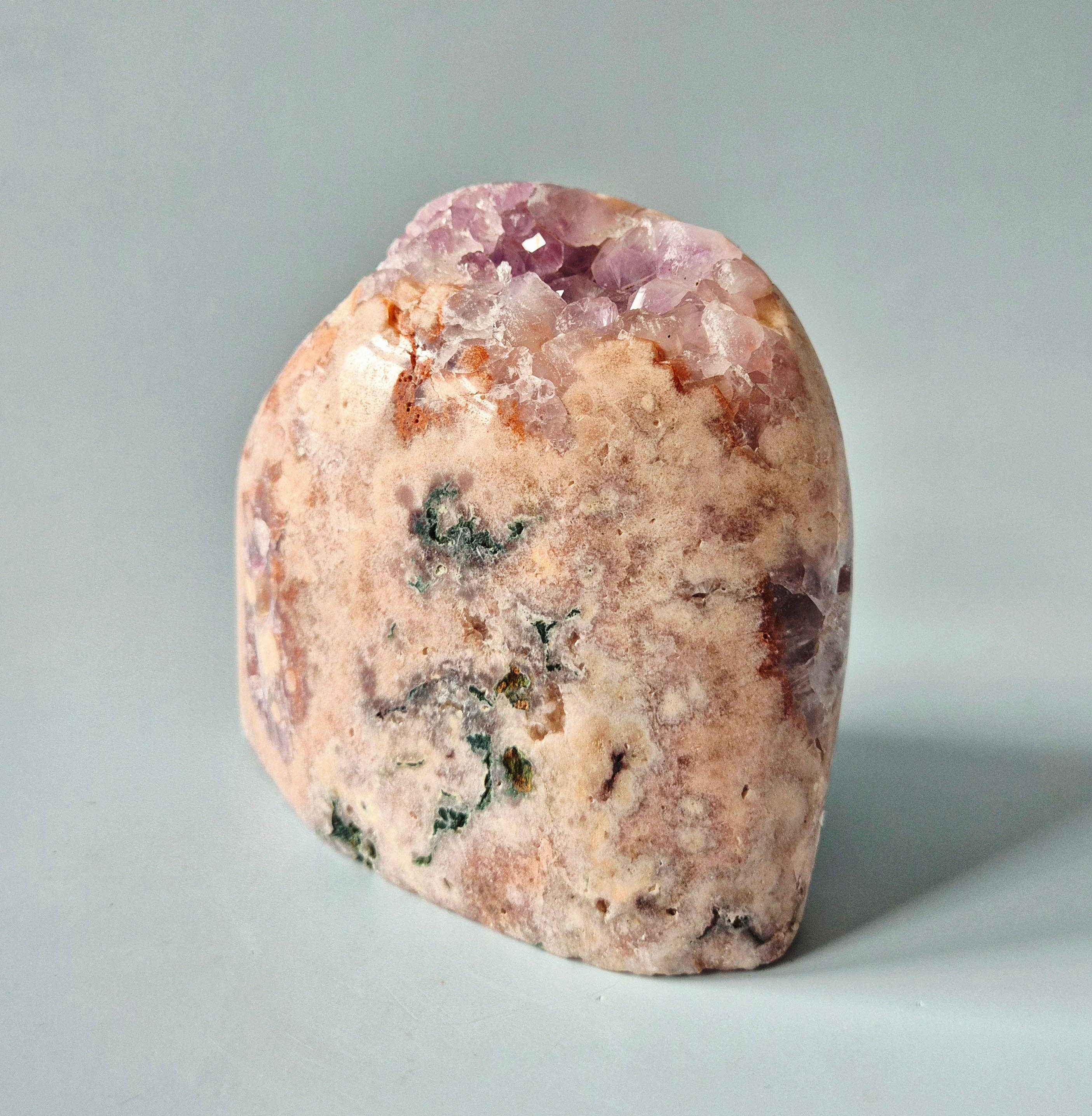 XL A+ Gemstone Druzy Pink Amethyst Geode Freeform of 1572 grams Statement Piece