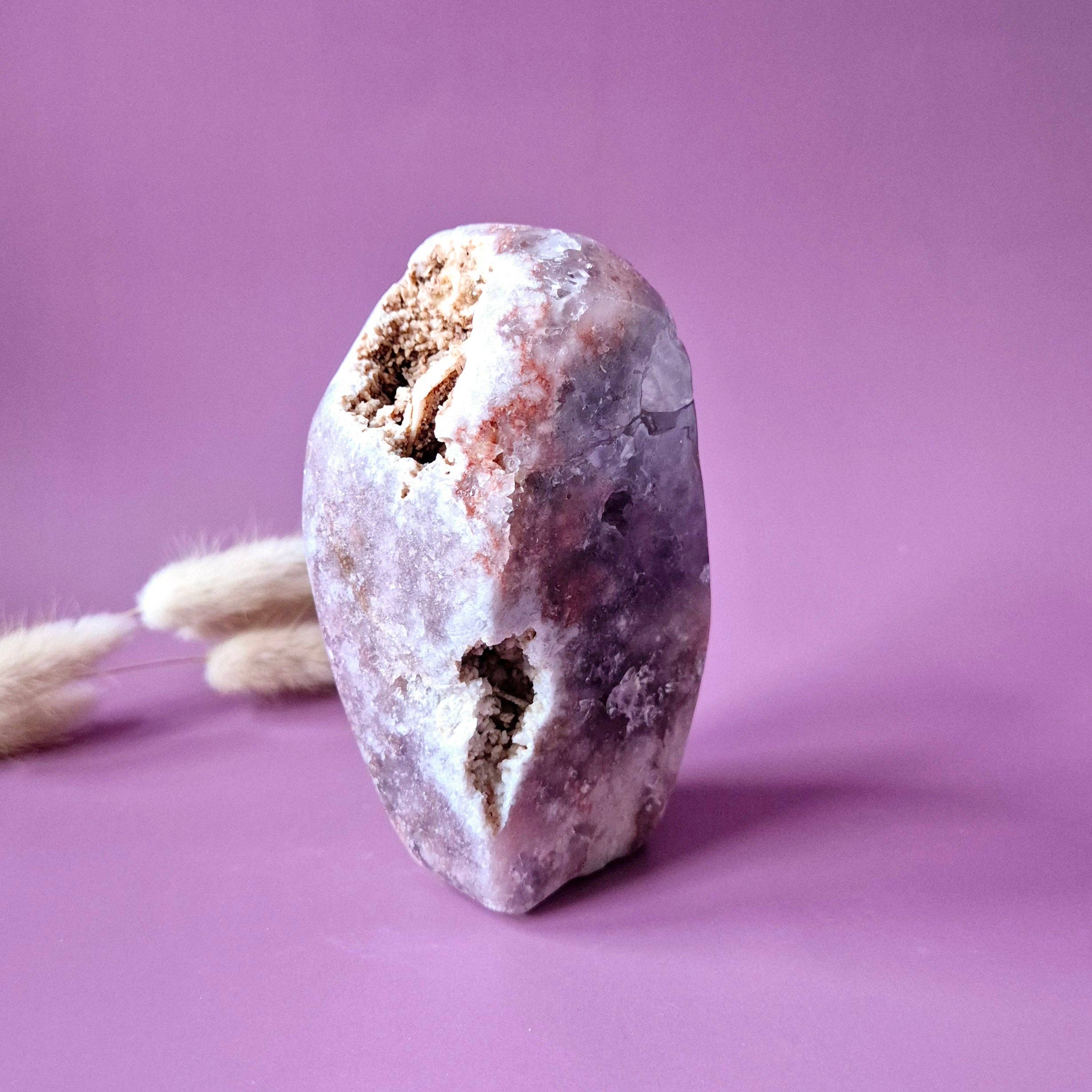 XL Gemstone Druzy Pink Amethyst Geode Freeform of 737 grams Statement Piece