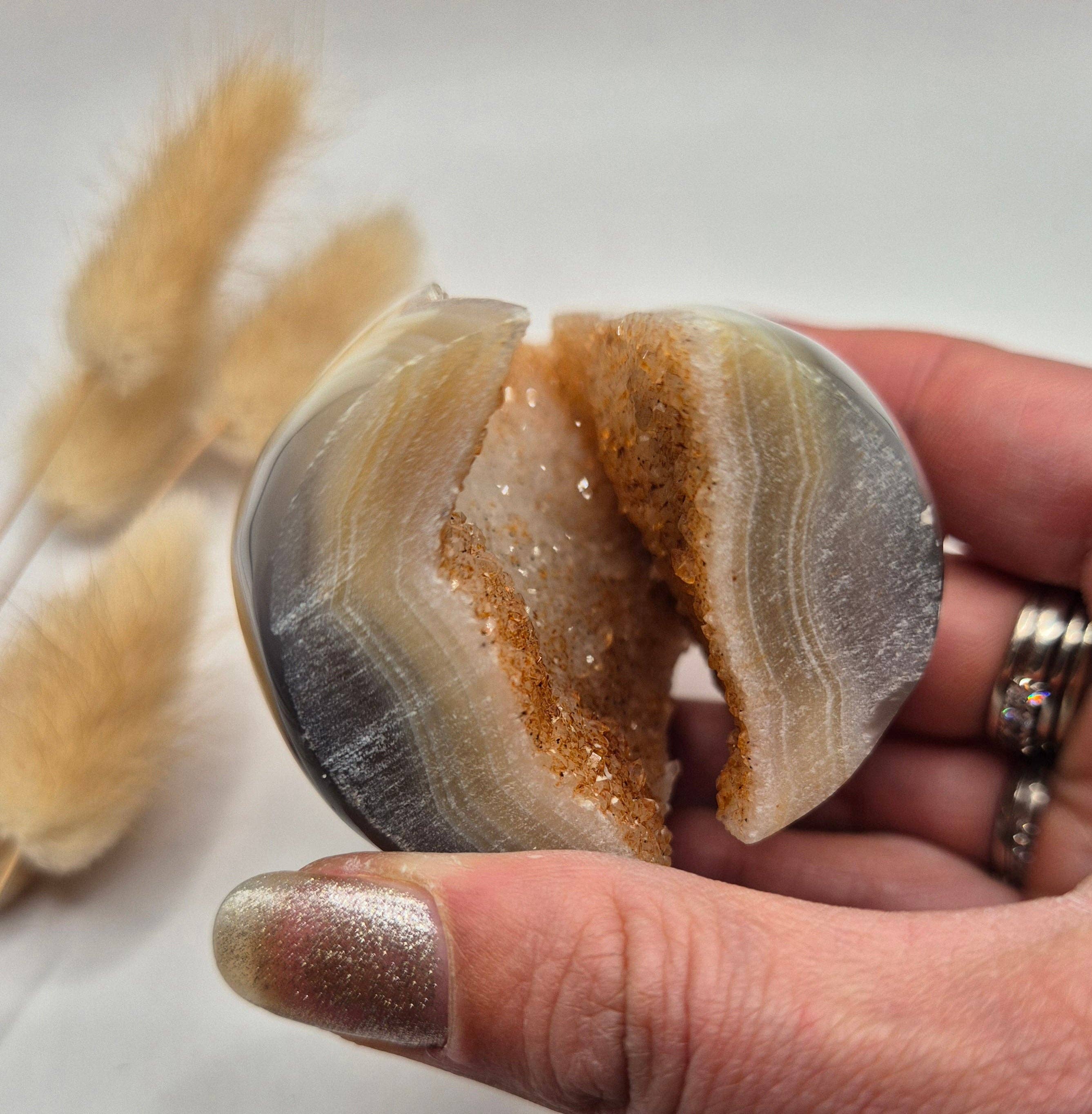 Druzy Gray Agate Freeform / Standing Gemstone Crystal - #30 176g
