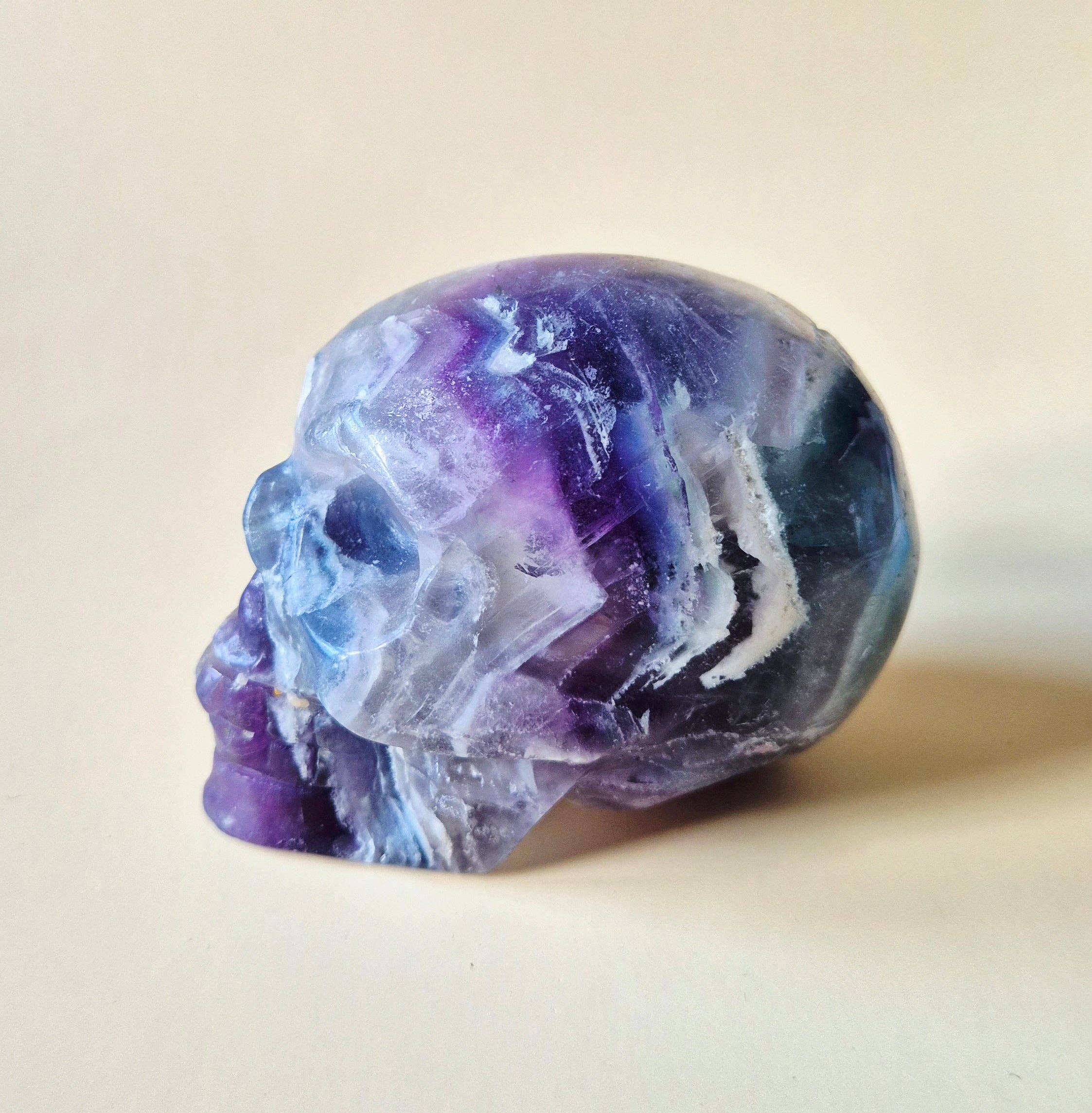 Gemstone Skull Candy Fluorite Skull 548g