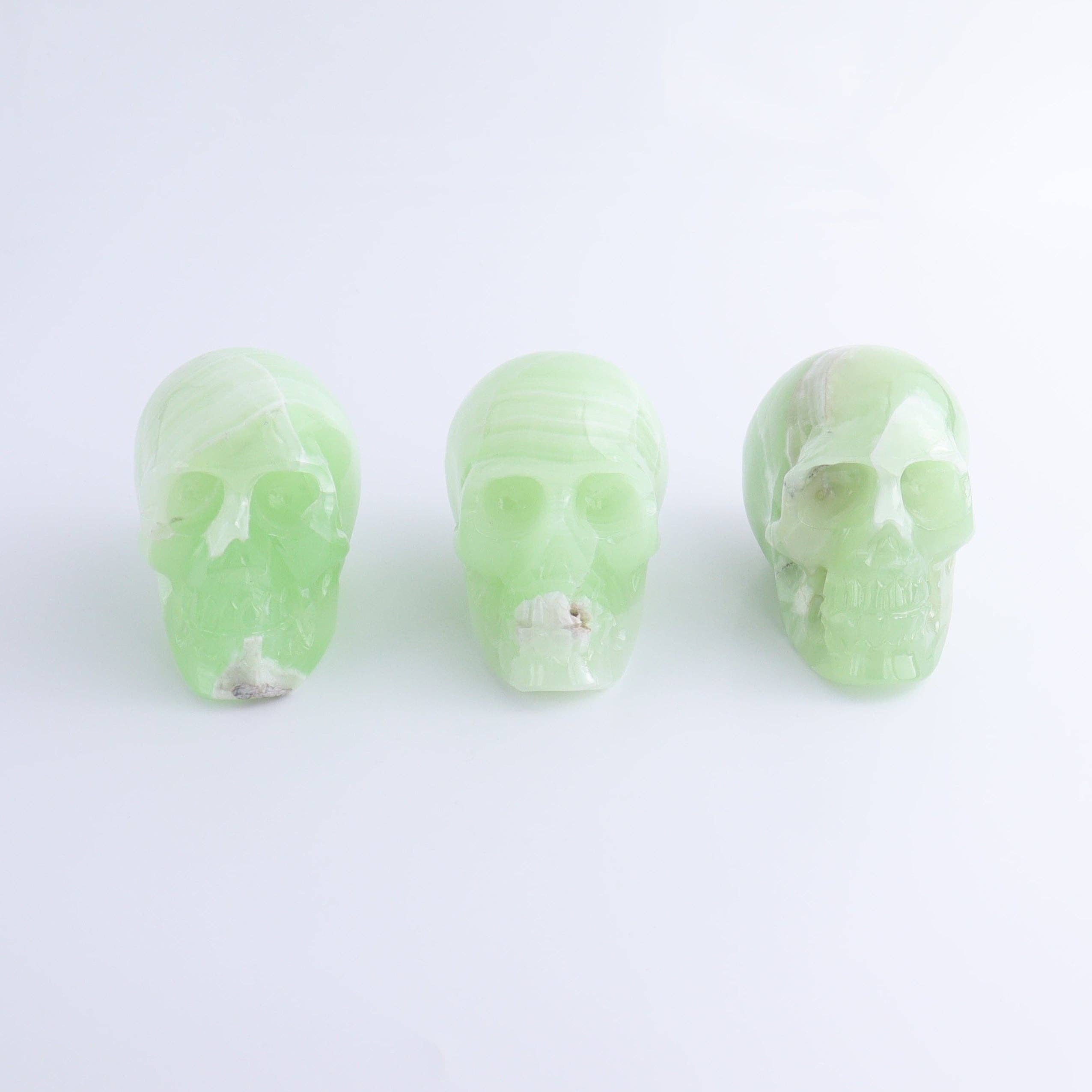One Mexican Green Onyx/Calcite Skull