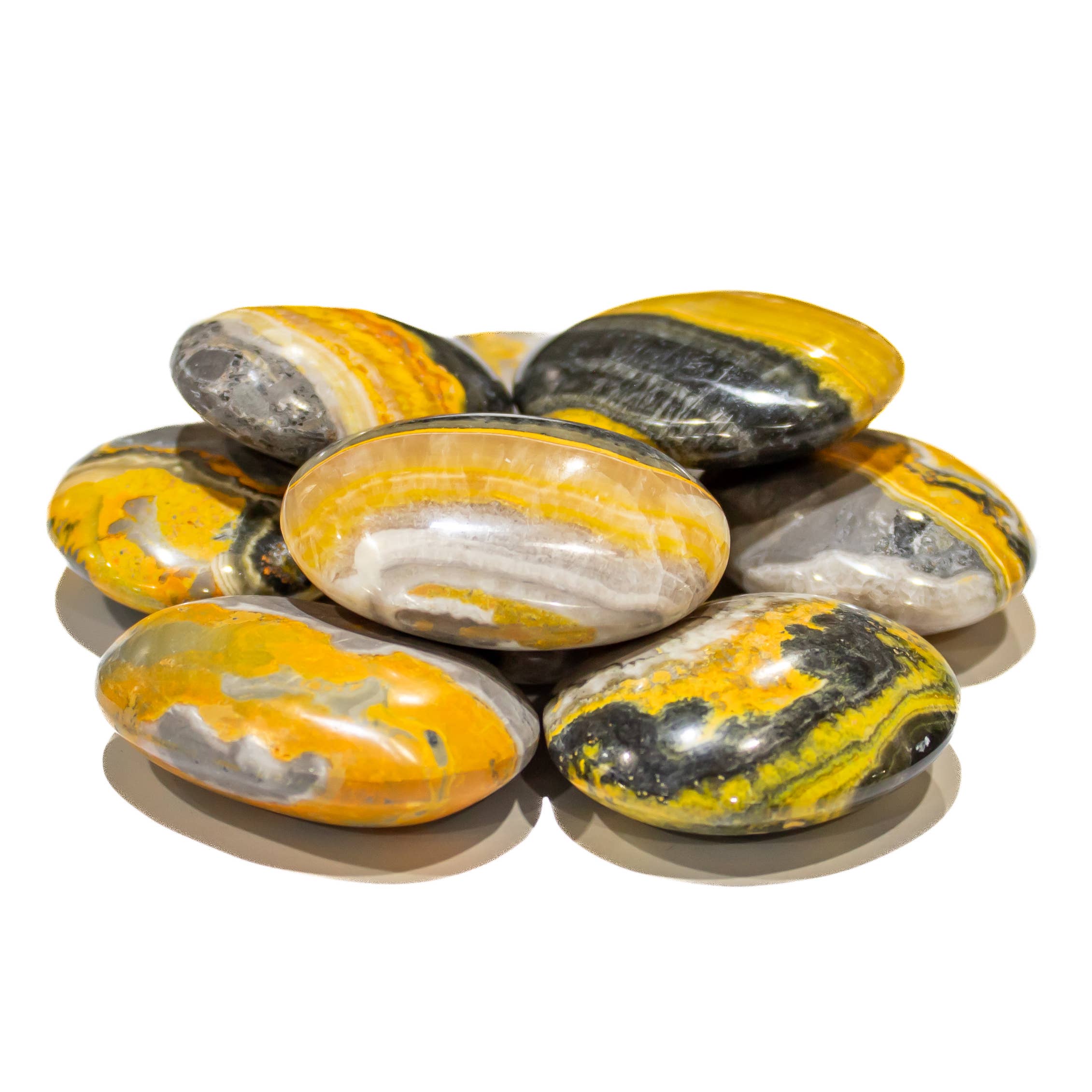 Bumble Bee Jasper Pillows Palm Stone (Individual)