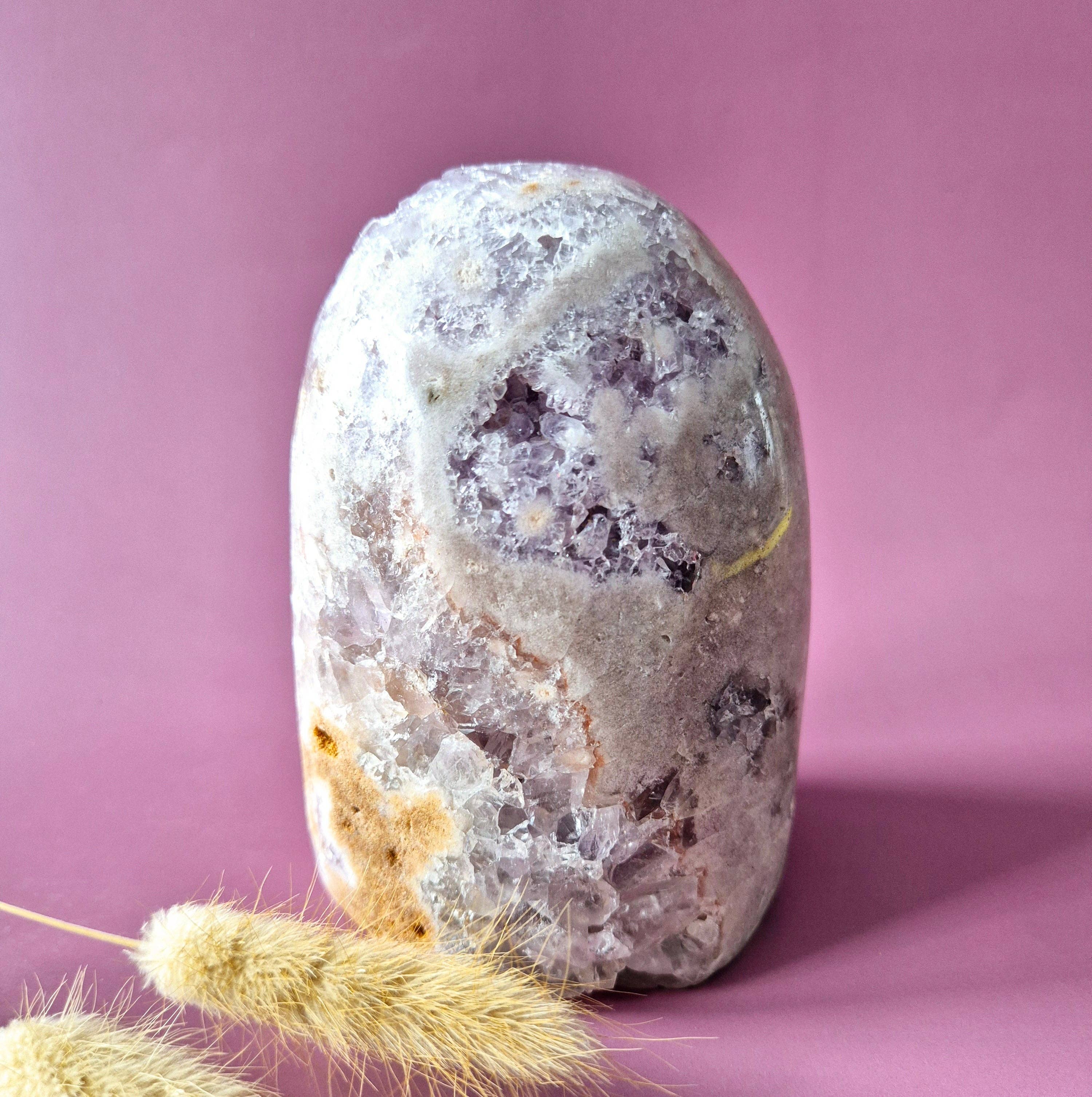 XL Gemstone Druzy Pink Amethyst Geode Freeform of 1183 grams Statement Piece