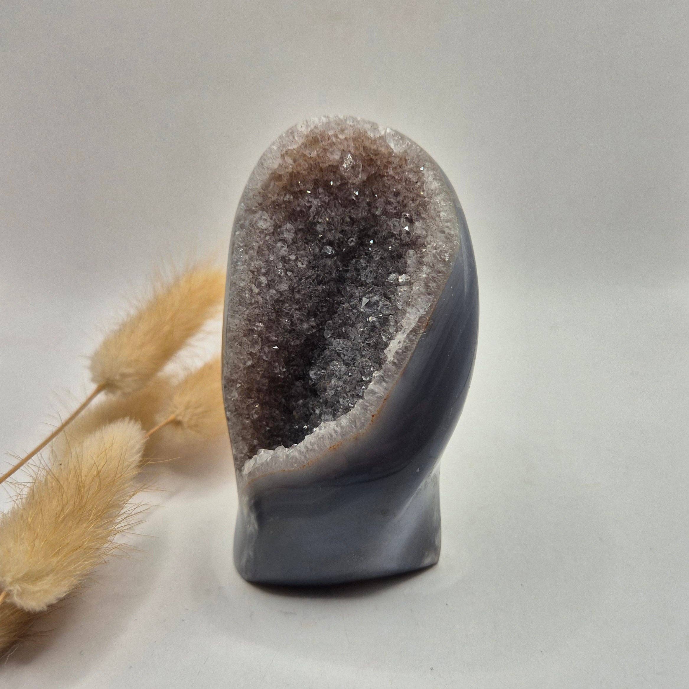 Druzy Gray Agate Freeform / Standing Gemstone Crystal - #2 214g